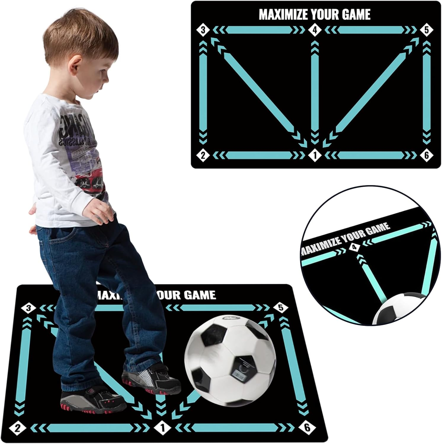 Tomtary Football Training Mat, Non-Slip Shock Mastery Mat, Large, Black image number 4