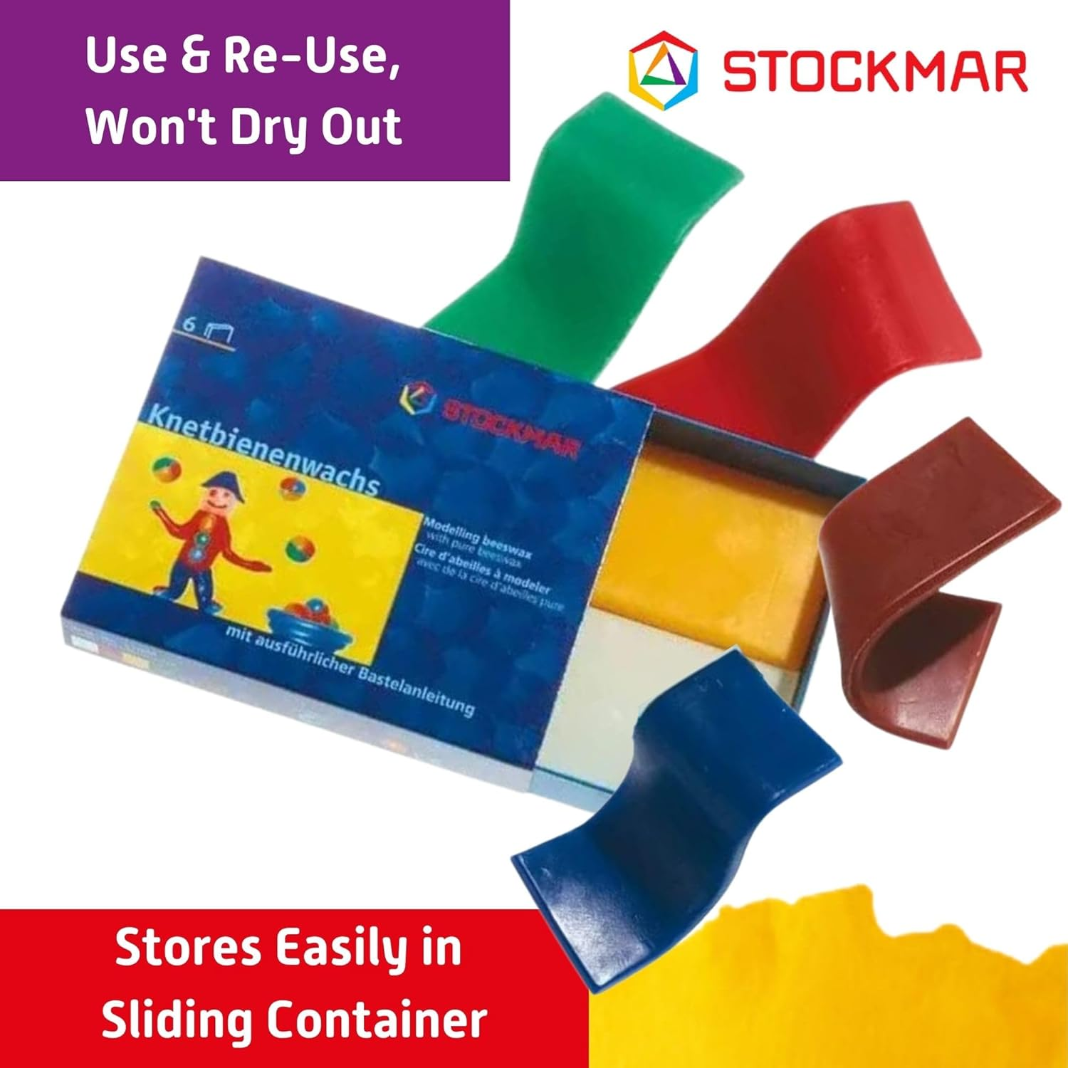 Stockmar Modelling Beeswax, Assorted Colours (Set of 6) image number 6