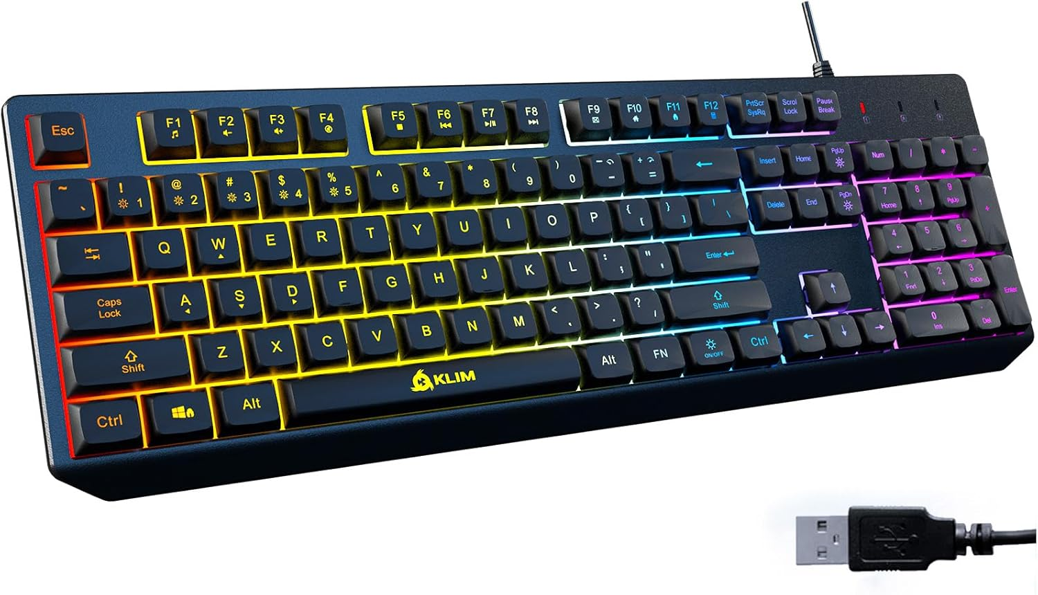 KLIM Chroma Gaming Keyboard Wired USB - New - Durable Ergonomic Waterproof Silent Keyboard - 2 Ms Response Time - Backlit Keyboard for PC Mac PS4 PS5 Keyboard - Black image number 5