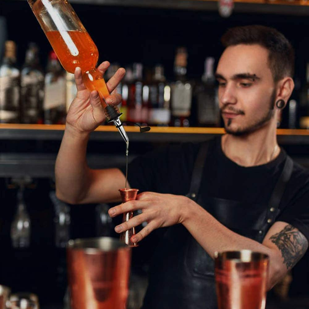 Wine Bottle Pourer 6 Piece Stainless Steel Wine Bottle Pourer with Rubber Dust Cap Conical Spout, Quick Pourer Olive Oil Bottle Conical Spout Pourer, Classic Bar Accessories Wineware Parts (With Cleaning Brush and Folding Funnel) image number 3