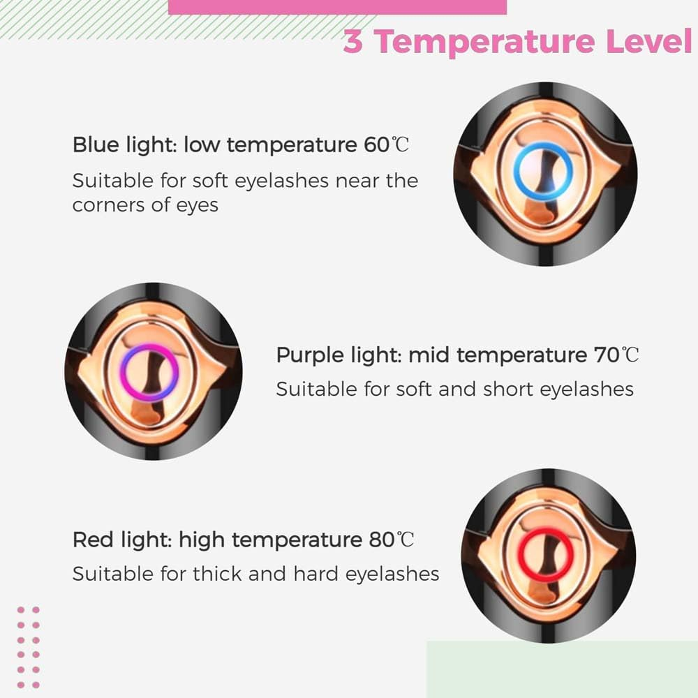 Heated Eyelash Curler for Women with Built-In Comb, USB Rechargeable 2 in 1 Clip-Type Eyelash Curler 3 Temperature Modes image number 2