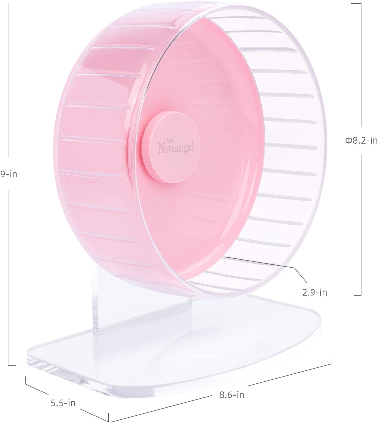 Niteangel Super-Silent Hamster Exercise Wheels: - Quiet Spinner Hamster Running Wheels with Adjustable Stand for Hamsters Gerbils Mice or Other Small Animals (S, Pink)