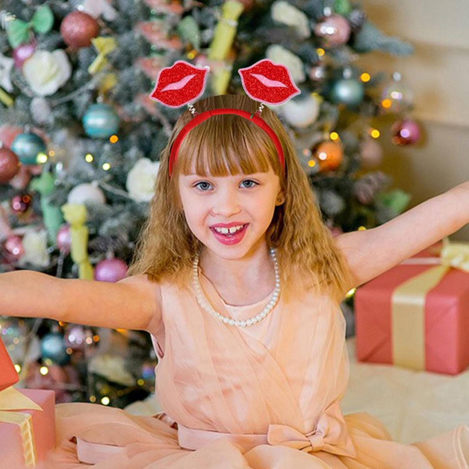 Valentines Day Headband - Valentines Hair Hoop Decor | Valentine'S Day Heart Headband, Valentines Heart Lip Shape Hair Hoop, Red Hearts Hairband for Valentine Hotplus image number 4