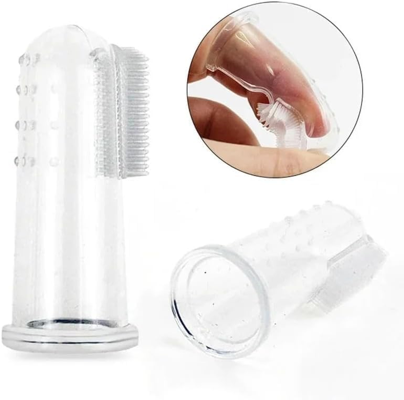 Super Soft Pet Finger Toothbrush Teddy Dog Brush Bad Breath Tartar Teeth Care Tool Dog Cat Cleaning Silicagel Pet Supplies (White) image number 1