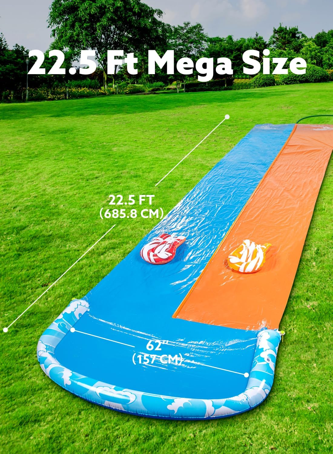 JOYIN 22.5Ft Water Slides and 2 Bodyboards, Lawn Water Slide Summer Slip Waterslides Water Toy with Build in Sprinkler for Backyard Outdoor Water Fun for Kids image number 1