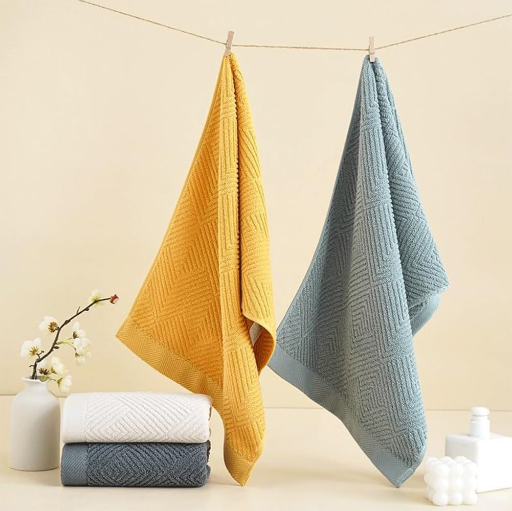 Cawtiuly Hand Towels Set of 4, Weave 100% Terry Cotton Bath Towel Super Soft Highly Absorbent Face Towel for Bathroom 35 * 75 Cm Hotel Spa Quality Absorbent Towels - Green Gray image number 3