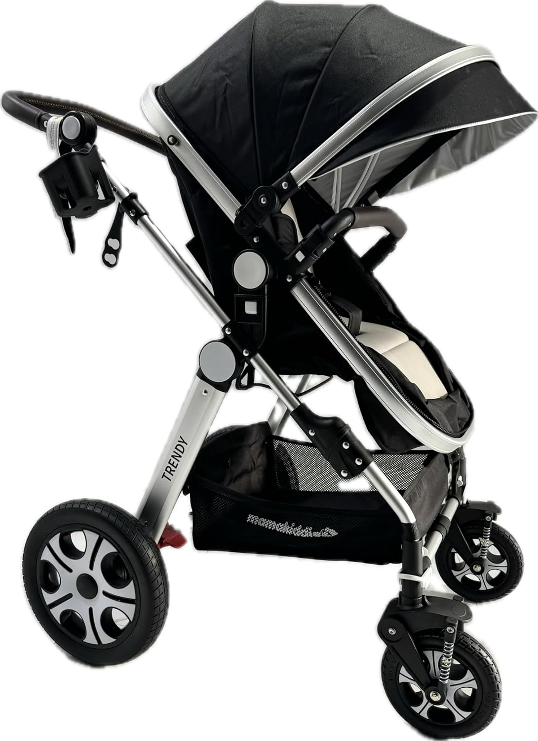 Mama KIDDIES Trendy Convertible 2In1 Aluminium Alloy Pram Stroller Bassinet Rain Cover, Foot Cover, Cup Holder, Inner Cushion, Mosquito Net Included image number 1