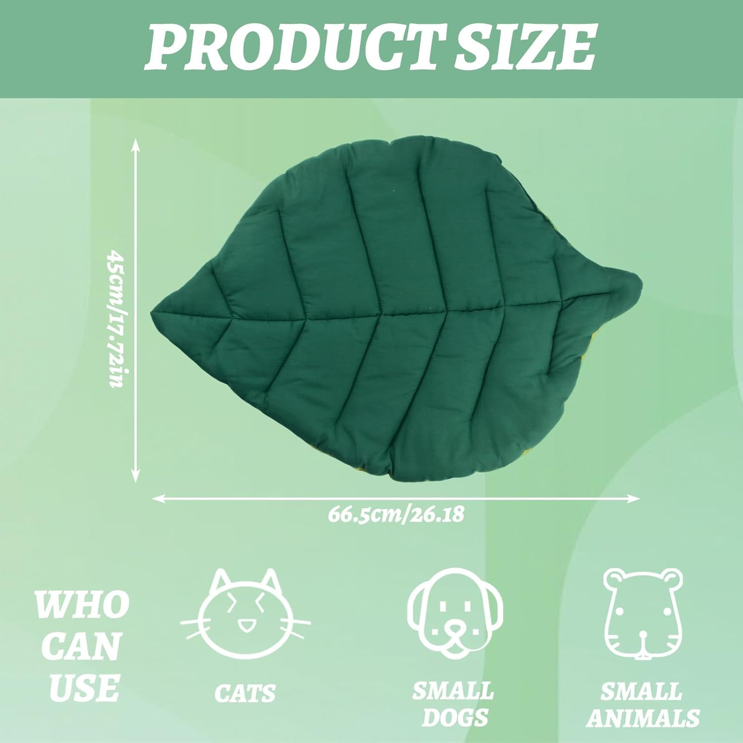 HACRAHO Cat Cooling Mat Pet Leaf Shaped Pad，Leaf Shaped Cotton Soft Warm Pet Pad Blanket for Indoor Bed Couch Sofa Floors Cat and Dog Warm Mattress (Green) image number 1