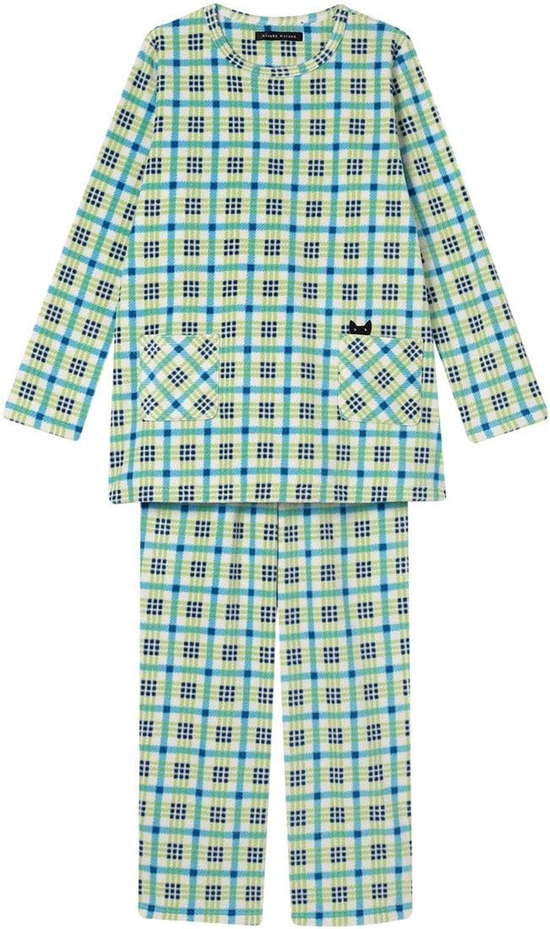 Wacoal HDW409 ATSUKO MATANO Women'S Pajamas, Micro Fleece Material, Warm, Long Sleeves, Long Pants, Winter