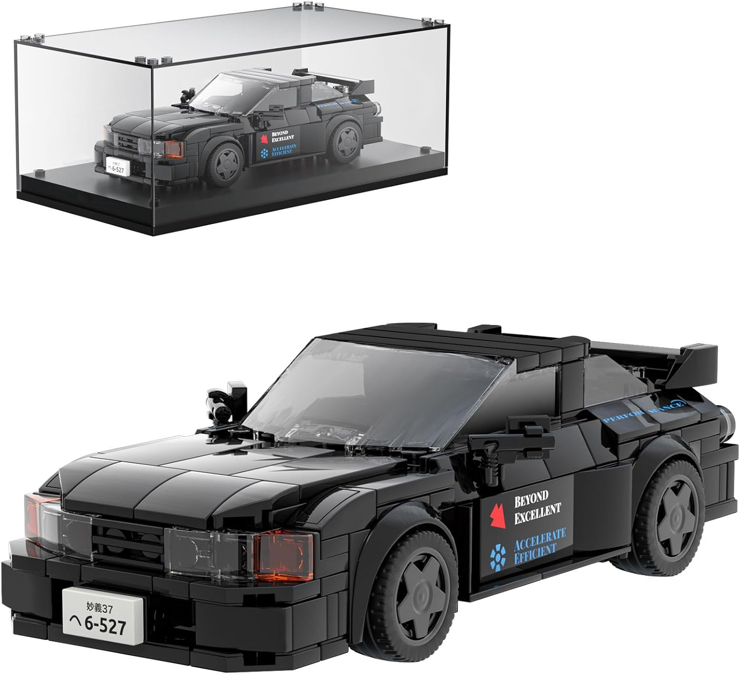 Mould King AE86 Initial D Toy Car Building Sets with Acrylic Display Case, Collectible Model Car Toy Building Blocks 27013, Cool Simulation Cockpit Speed Racingcar for Fans and Kids 8+ (399 Pieces)