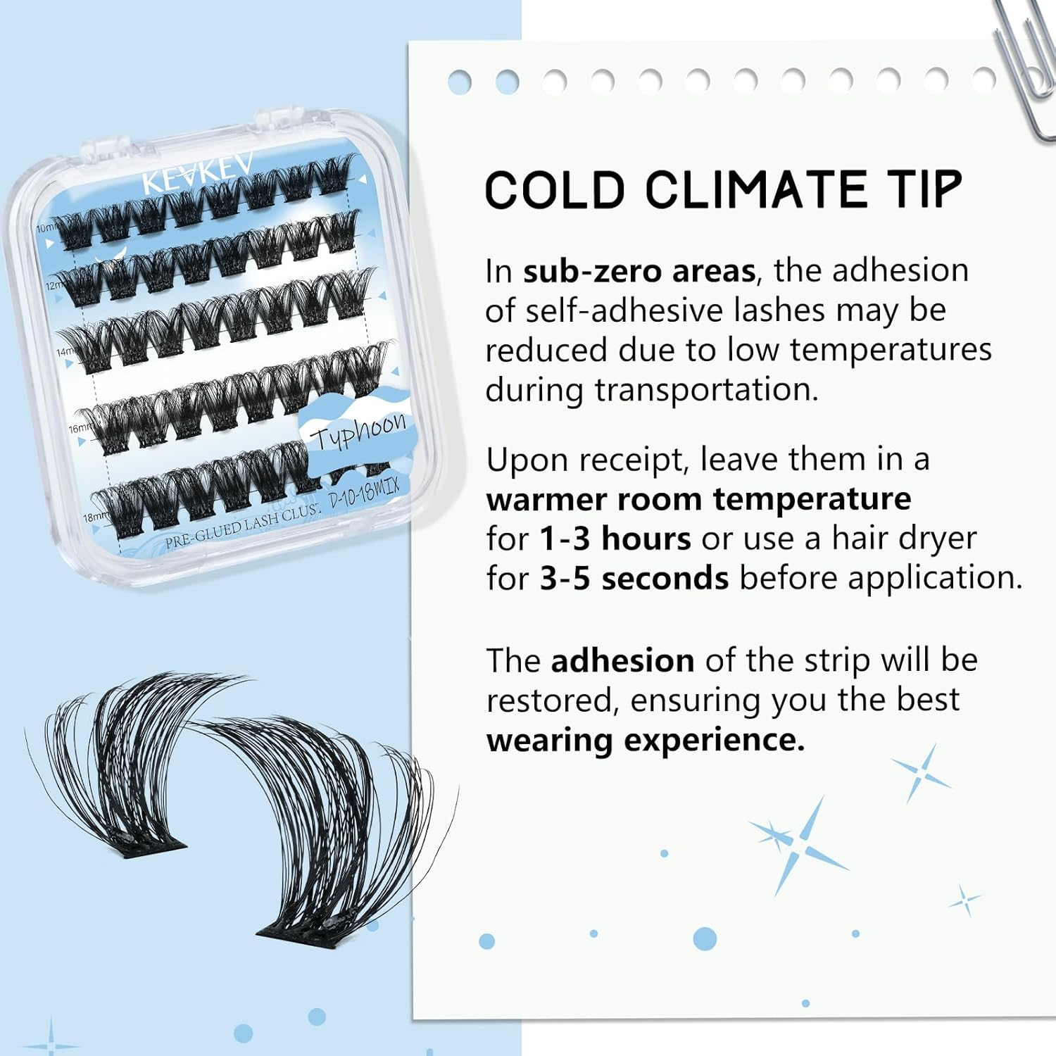 Kevkev Self Adhesive Eyelashes Pre-Glued Cluster Lashes Press on Lash Clusters Self Stick Eyelash Clusters Reusable No Glue No Remover Eyelashes Easy to Apply 1 Step DIY Lash(Typhoon, D-10-18Mix) image number 1