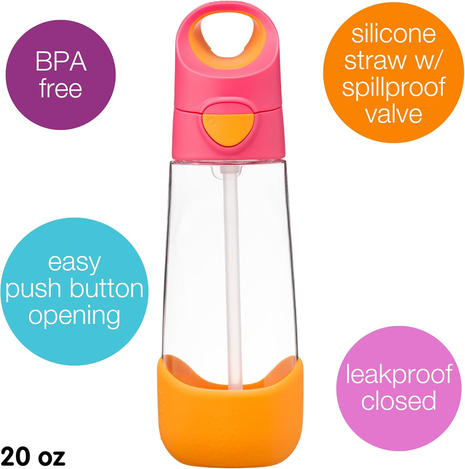 B.Box Tritan Drink Bottle, Strawberry Shake, 600 Ml Capacity - Emerald Forest image number 4