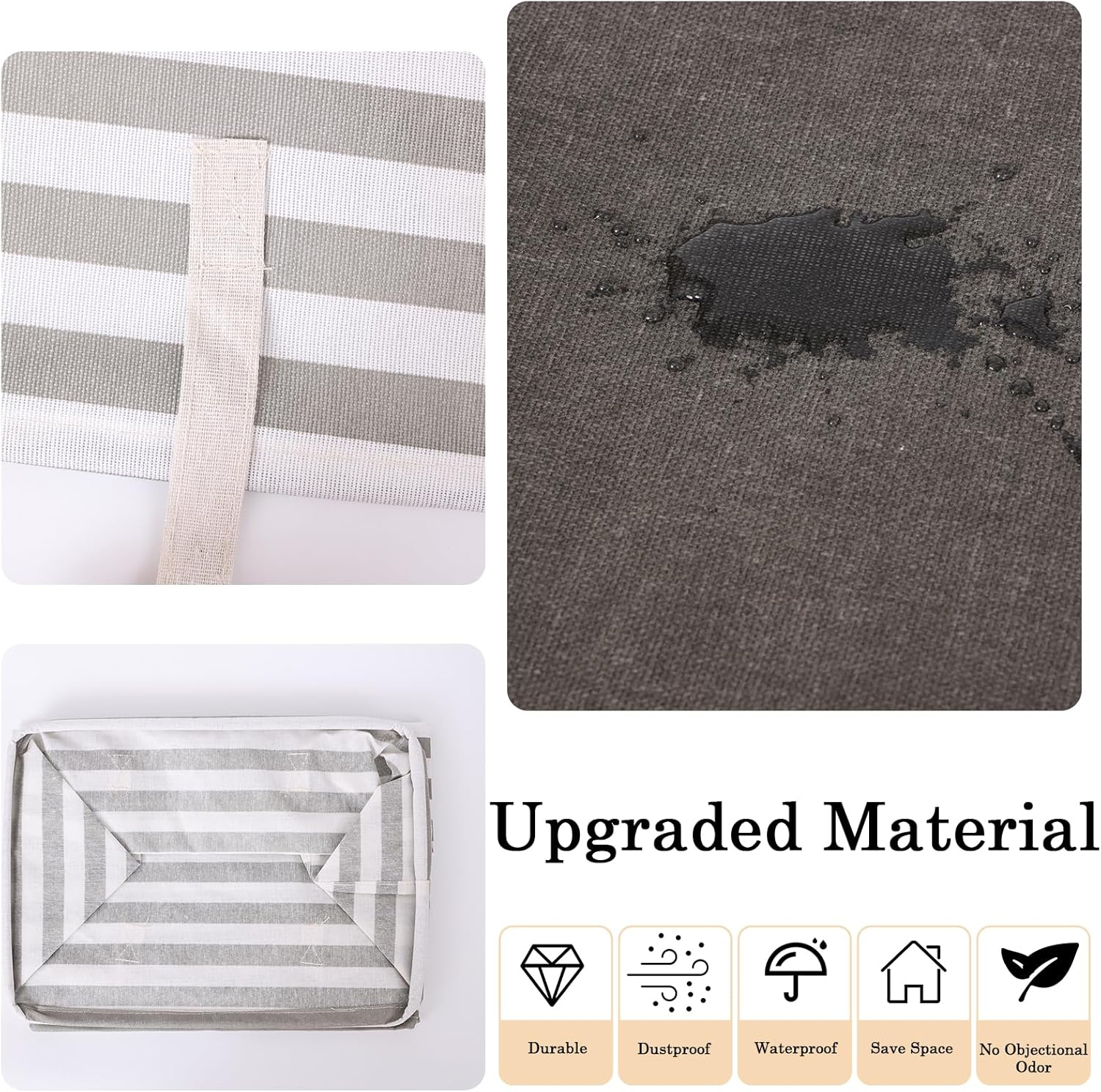 2-Pack Large Laundry Basket, Waterproof, Collapsible Tall Clothes Hamper with Extended Handles for Clothes Toys in the Dorm and Family-(75L, Stripe) - 1-Pack Stripe image number 6