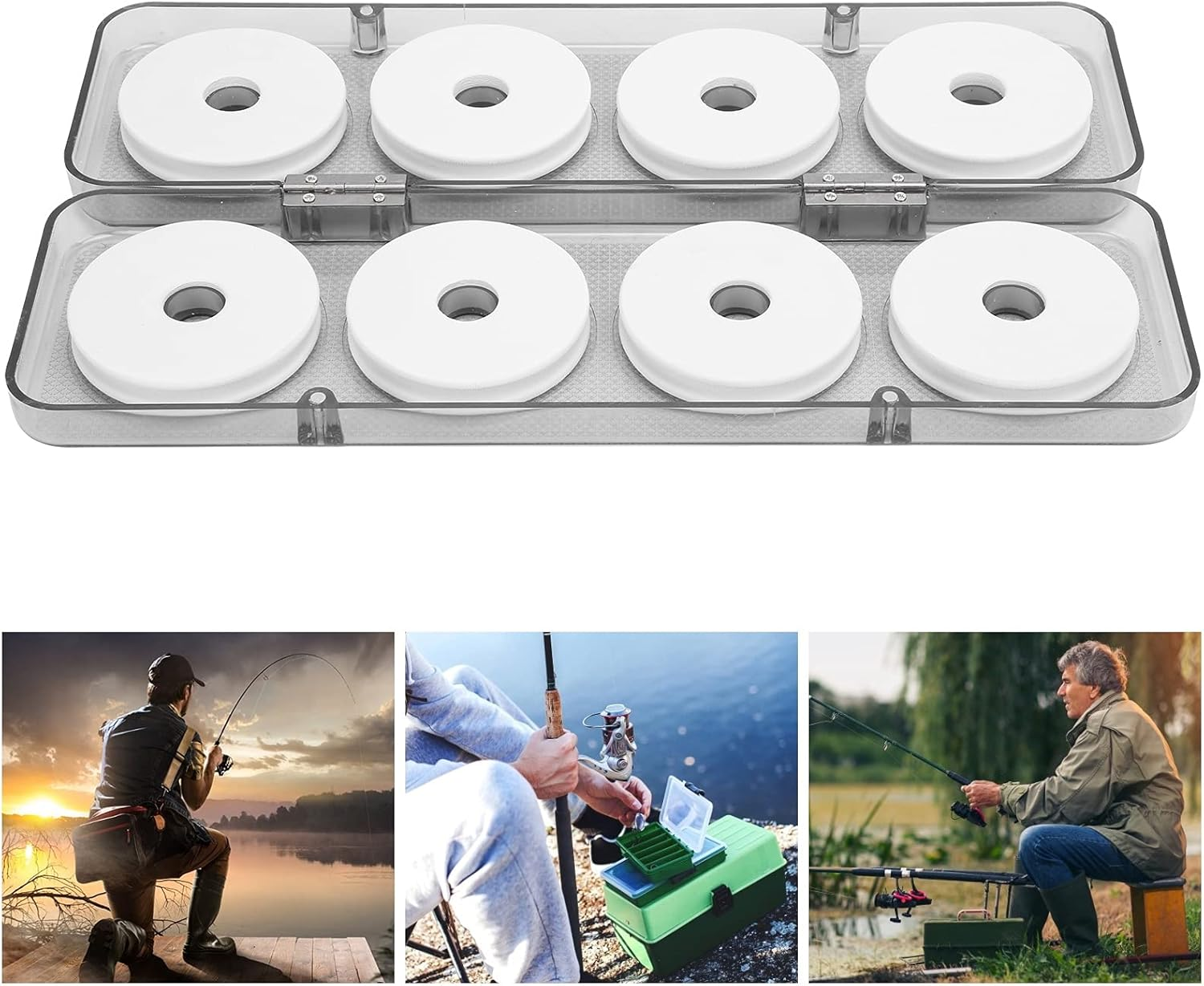 Foam Fishing Line Keeper, EVA Holder 8Pcs Fishing Line Storage Fishing Line Spool Organizer Accessories Plastic Lure Rig for Outdoor Fishing.