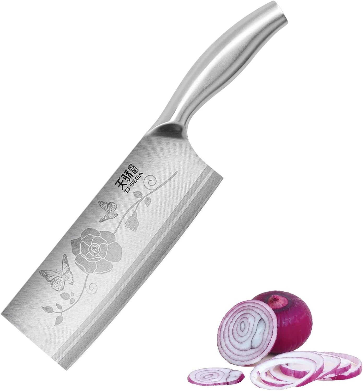 TJ POP Lightweight Meat Cleaver Knife 7.16 Inch, Ultra Sharp Chinese Chef'S Knives, Full-Tang Vegetable Cleaver Chinese Kitchen Knife, Stainless Steel Blade Thickness 2.1 Mm, TJ SEGA Series TC17068