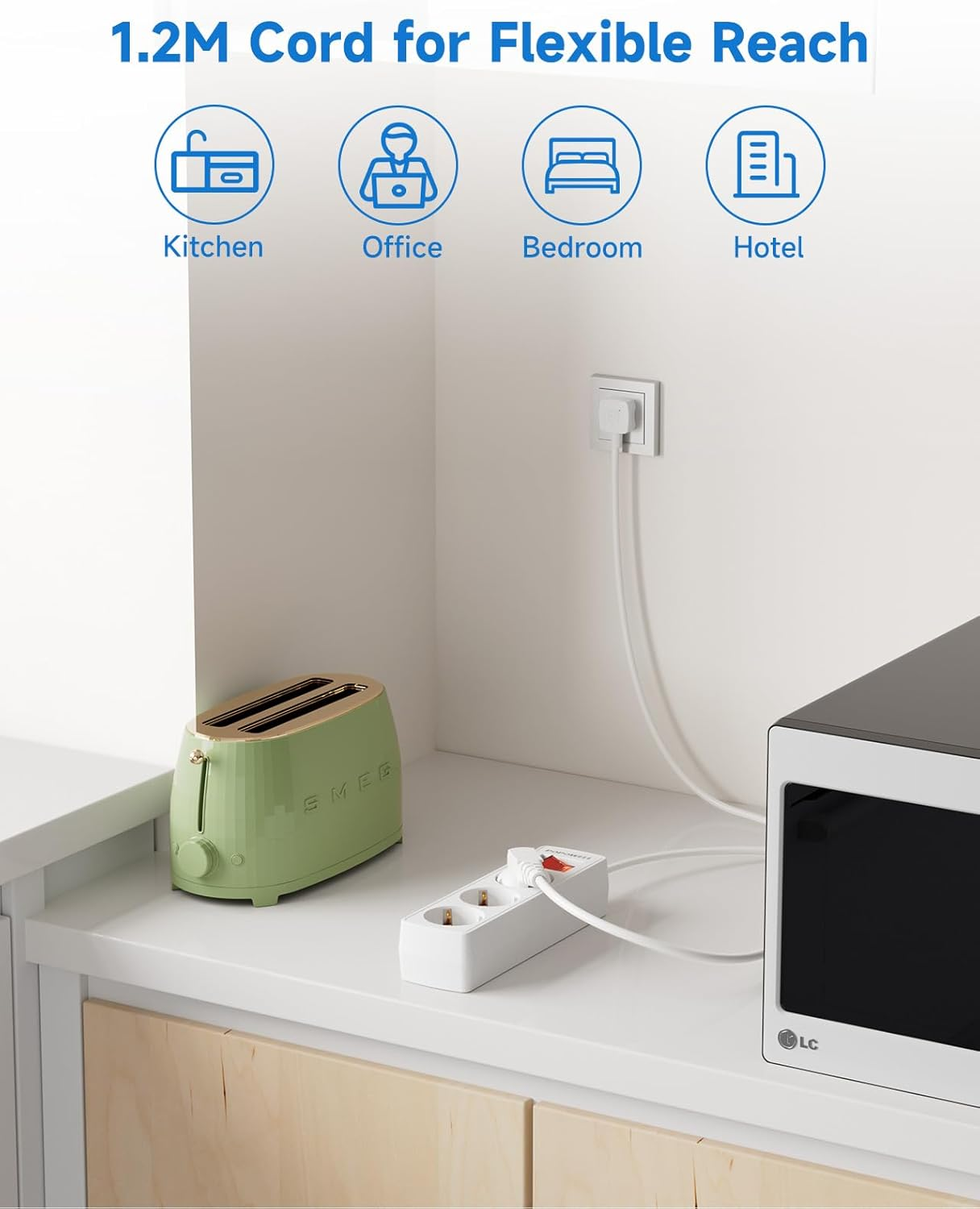 EU to AU Plug Adapter, European to AU Adapter, 3 AC Outlets for European Electronic Devices, Travel Indoor from France, Italy, Spain, Germany,10A/2400W image number 3