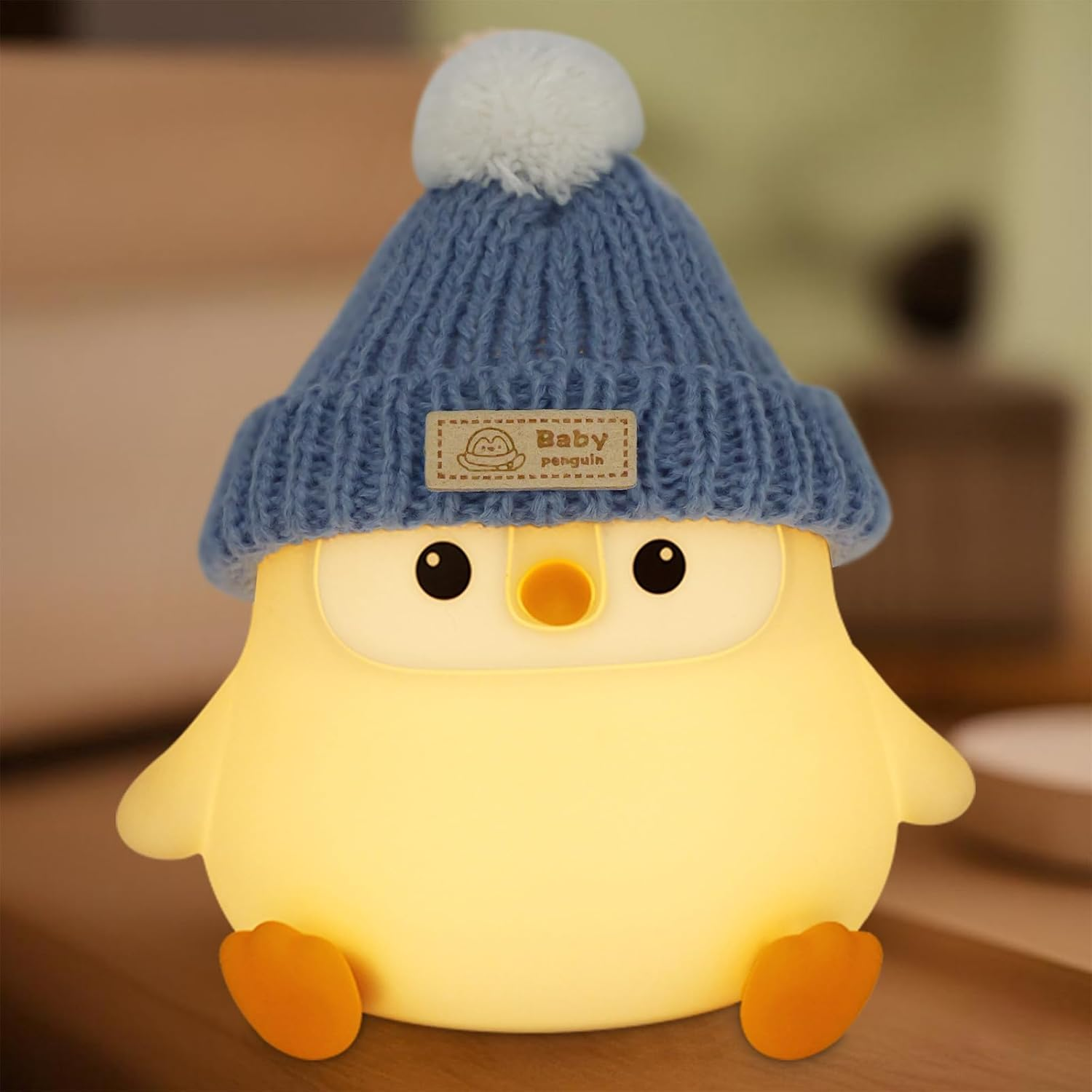 FAMIDUO Penguin Lamp with Knit Hat,Kawaii Penguin Night Light,Food Grade Silicone,Dimmable Nursery Nightlight,Led Squishy Novelty Animal Lamp,Kids Room Decor,Funny Gifts for Kids Boys Girls Baby image number 6