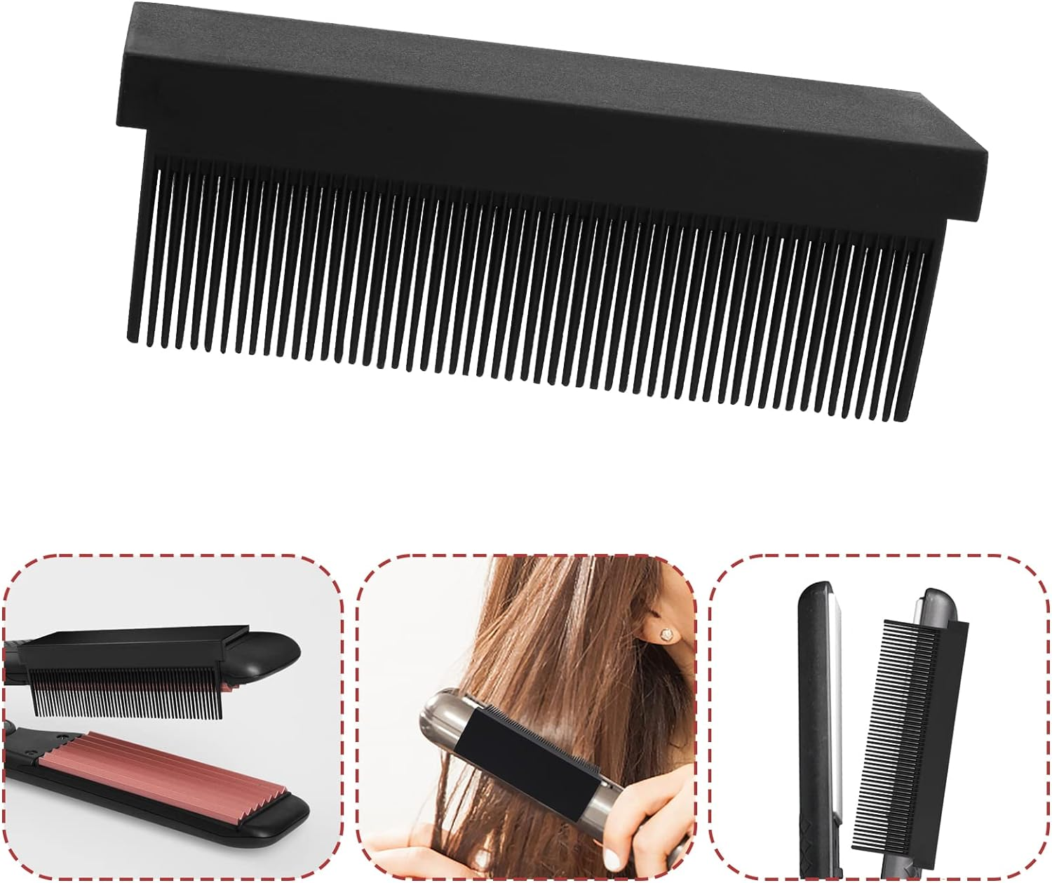 DIY Flat Iron Comb, Barber Straightening Comb Attachment Compact Hair Styling Tool for Professional or Home Use (Black)