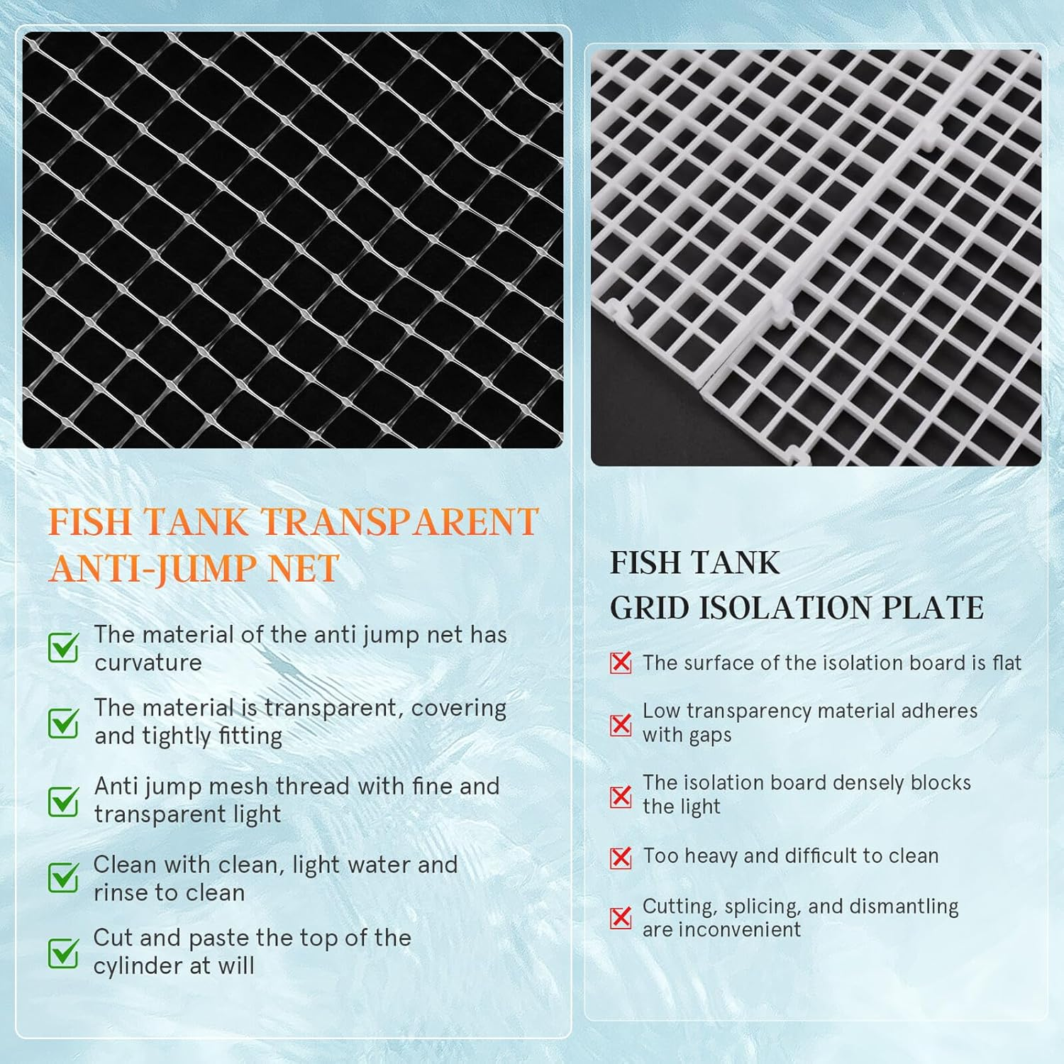 Levemolo 1 Set Fish Tank Mesh Lid 5 Clips Adjustable Anti-Jump Net Cover Comfortable Texture for Fish Jumping Prevention and PET Escape Protection Random Style image number 5