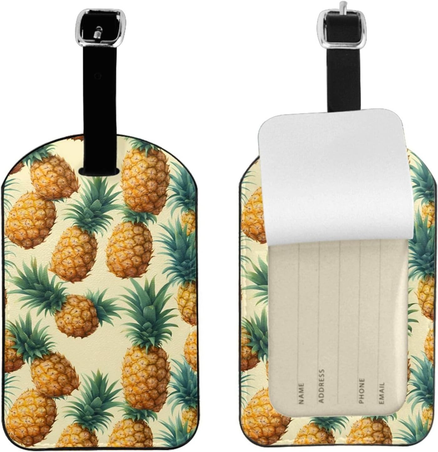 Tropical Pineapple Hawaiian Print Elegant Tag Stylish Tag Luggage Tag 4.3 X 2.76 Inch for Suitcases Travel Bags image number 1