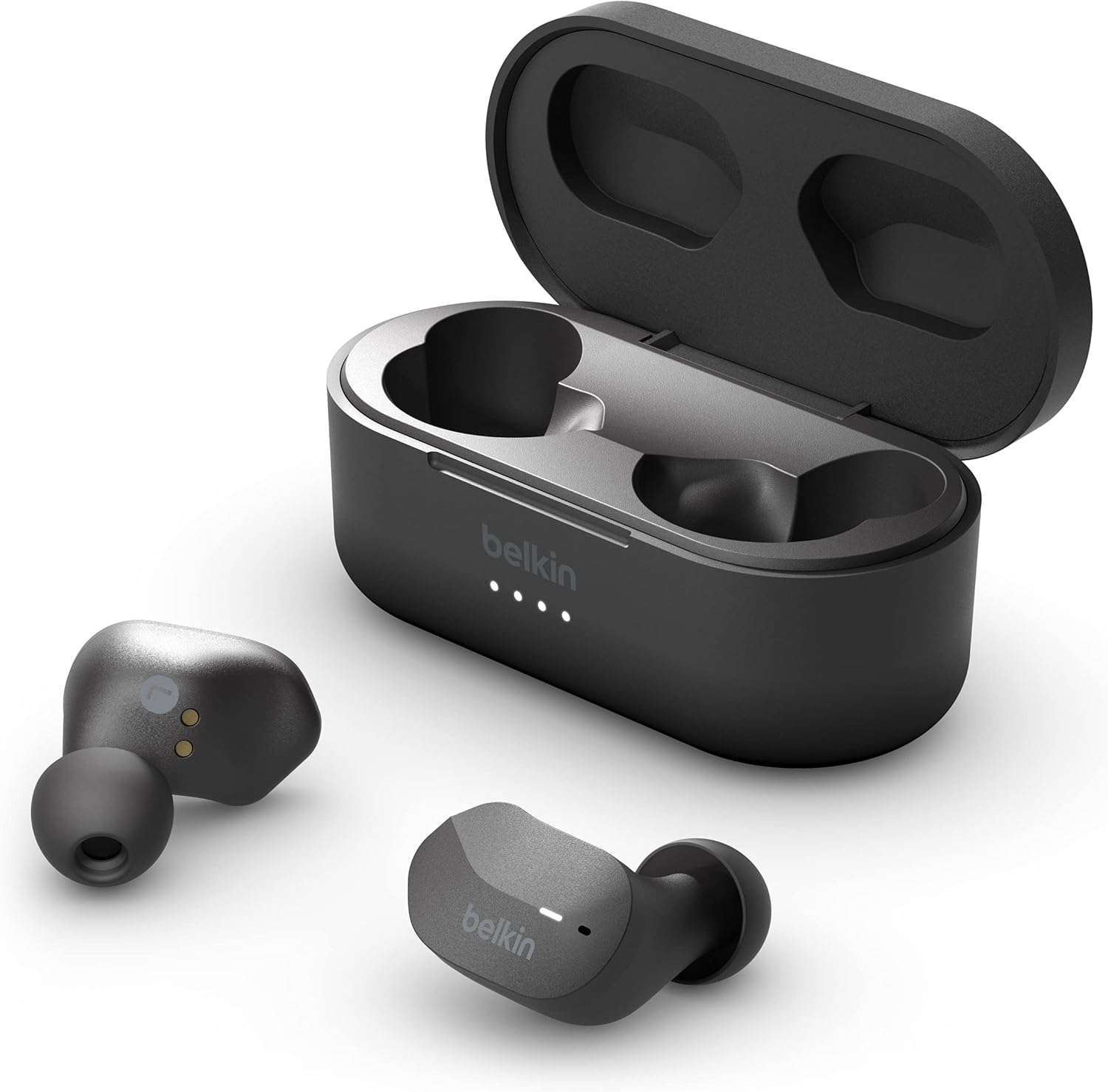 Belkin Soundform True Wireless Earbud Headphones (Bluetooth Earphones for Iphone, Samsung, Google, Touch Control, Portable Charging Case, 24 Hours Playtime, Noise Isolation, Sweatproof) - Black