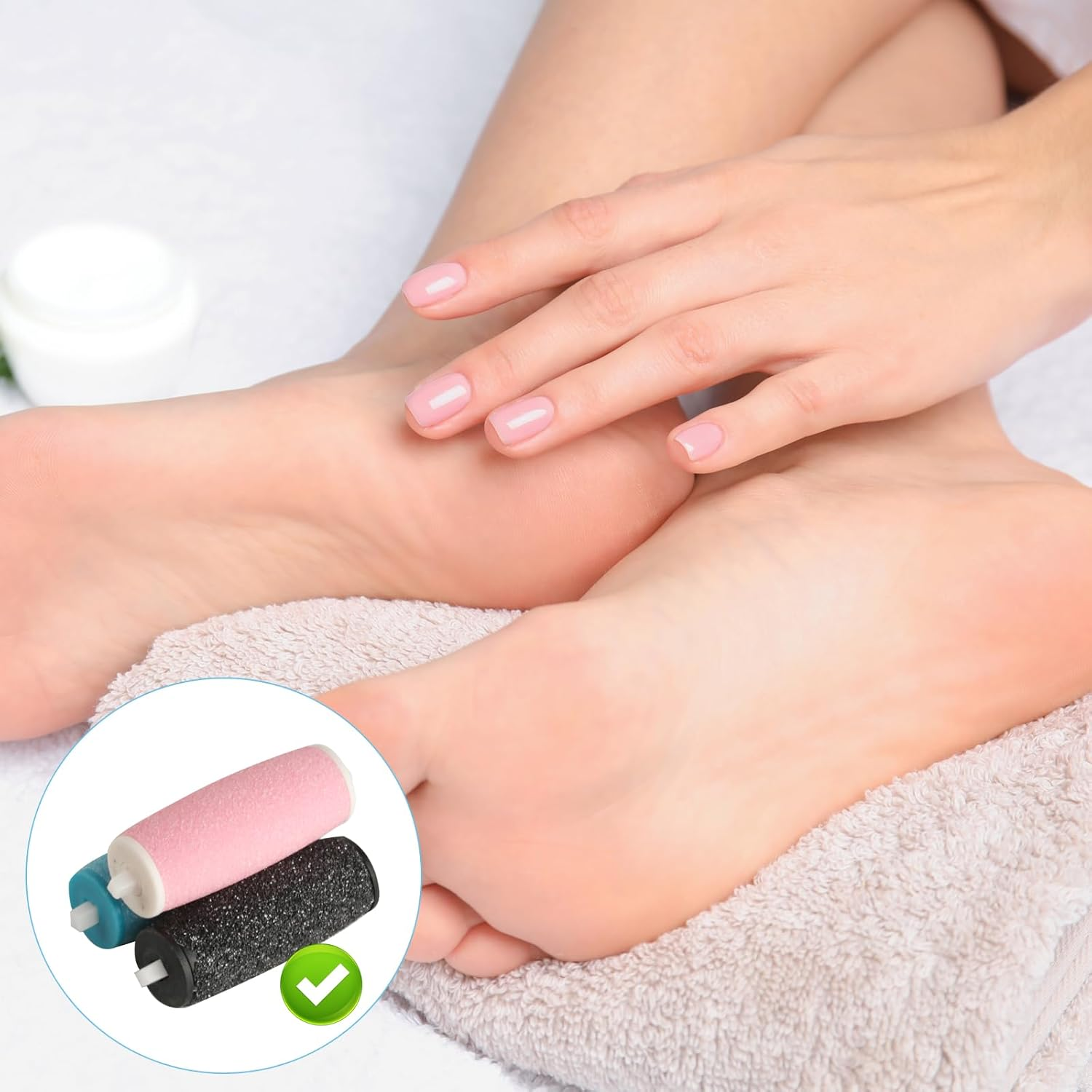 14 Pieces for Scholl Velvet Smooth Replacement Rollers for Scholl Callus Remover Extra Coarse Replacement Rollers for Electric Foot File, Pedicure Foot Care Set for Removing Hard Skin Replacement image number 2