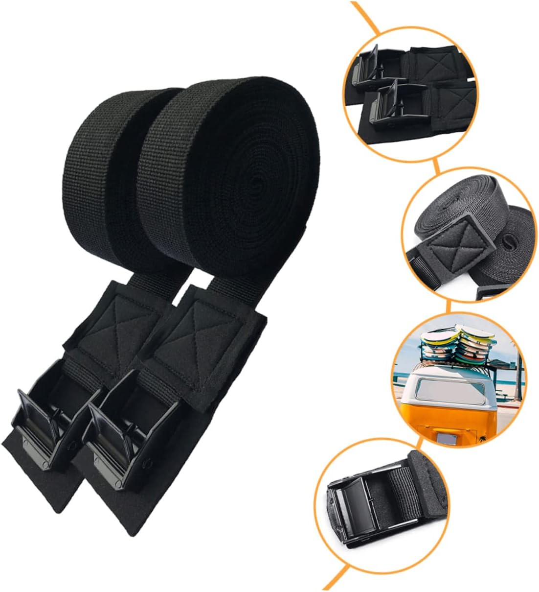 1Pair Kayak Binding Straps Cargo Tie-Down Straps for Secure Roof Rack Transport for Canoe and Surfboard Easy to Store and Use image number 3