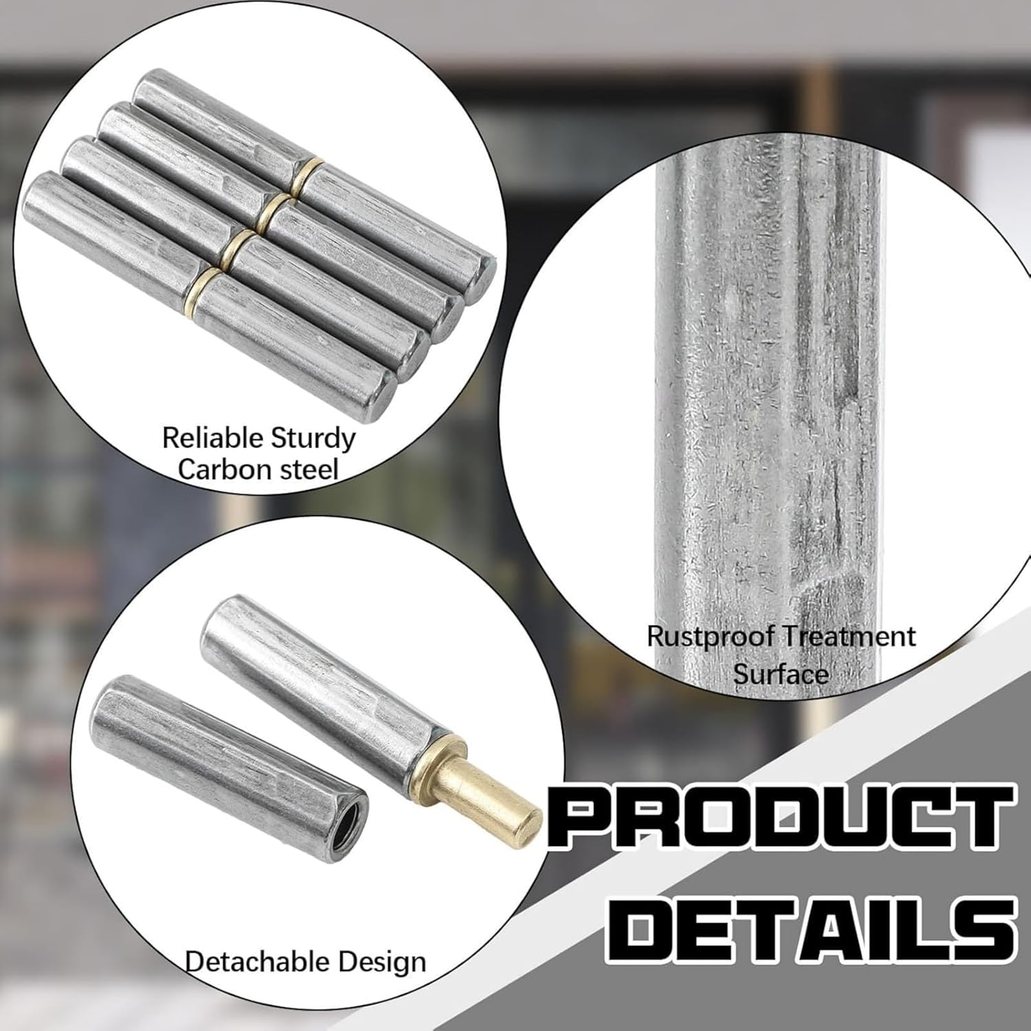 Weldable Barrel Hinges Heavy Duty Weld on Bullet Hinges Carbon Steel Detachable Gate Door Fittings for Swing Door Trailer Ramp (12Pcs(16Mm*120Mm)) image number 6