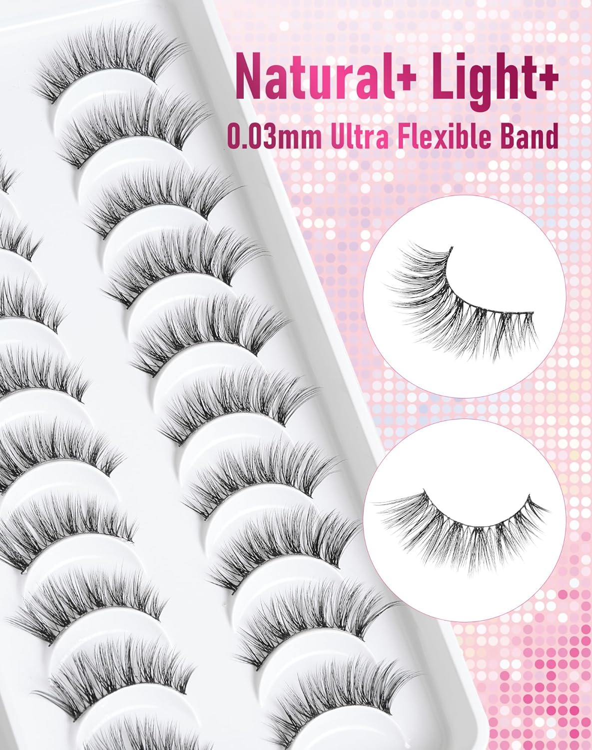 Frihappy Cat Eye Lashes 3/4 Lashes Mink Lashes Wispy Lashes False Eyelashes Natural Look False Lashes 14Mm Lashes image number 5