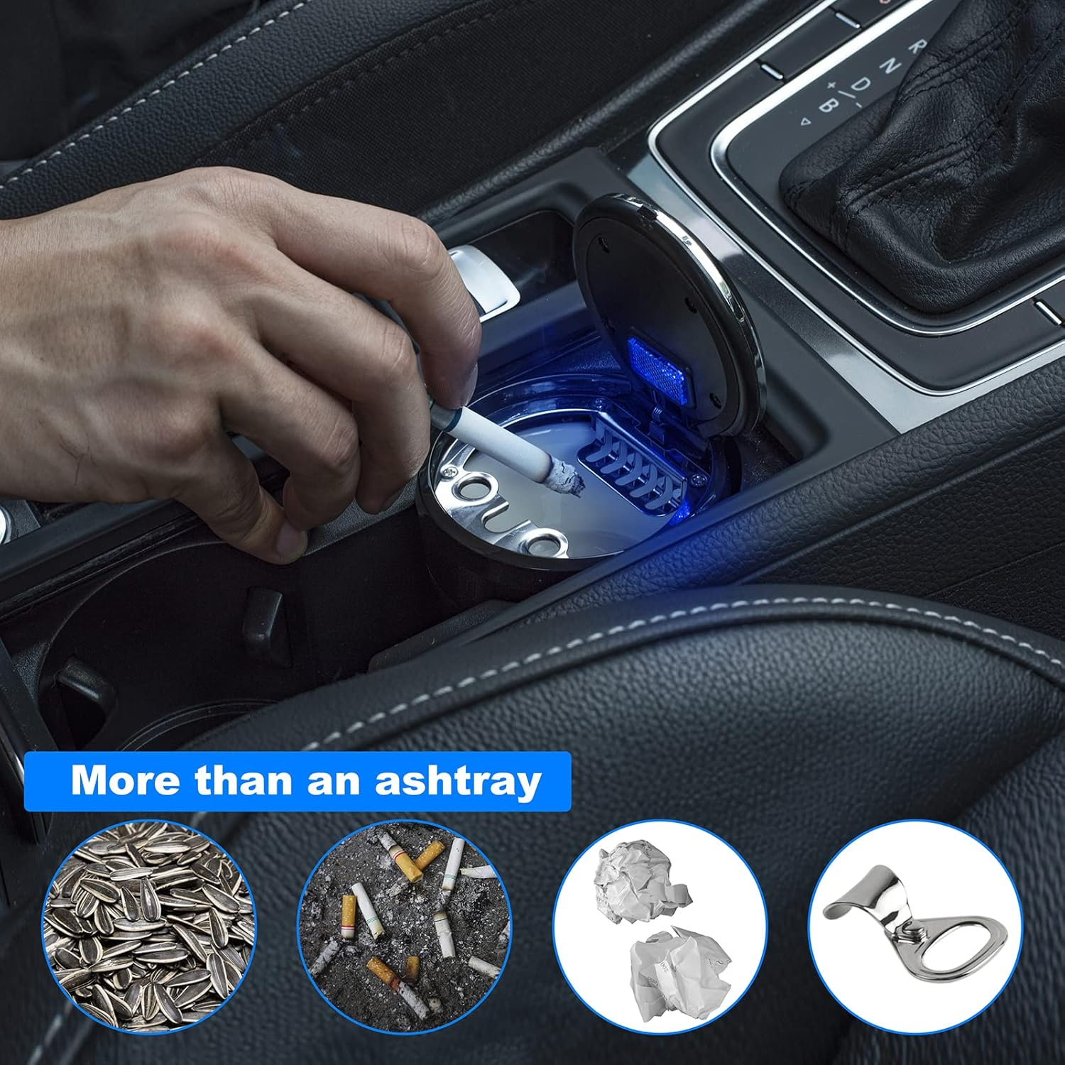 Car Mini Ashtray with Lid Easy Clean up Detachable Auto Ashtray for Most Car Cup Holder Home Office