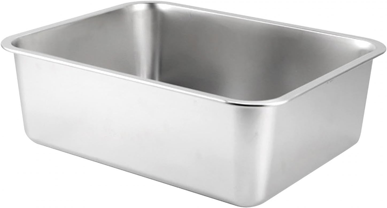 Cat for Indoor Cats, Open Top Pet Litter Tray, Stainless Steel Pet Litter Basin, Portable Cat Sand Box, Sturdy Large Kitten Toilet, 50Cmx35Cmx10Cm image number 1