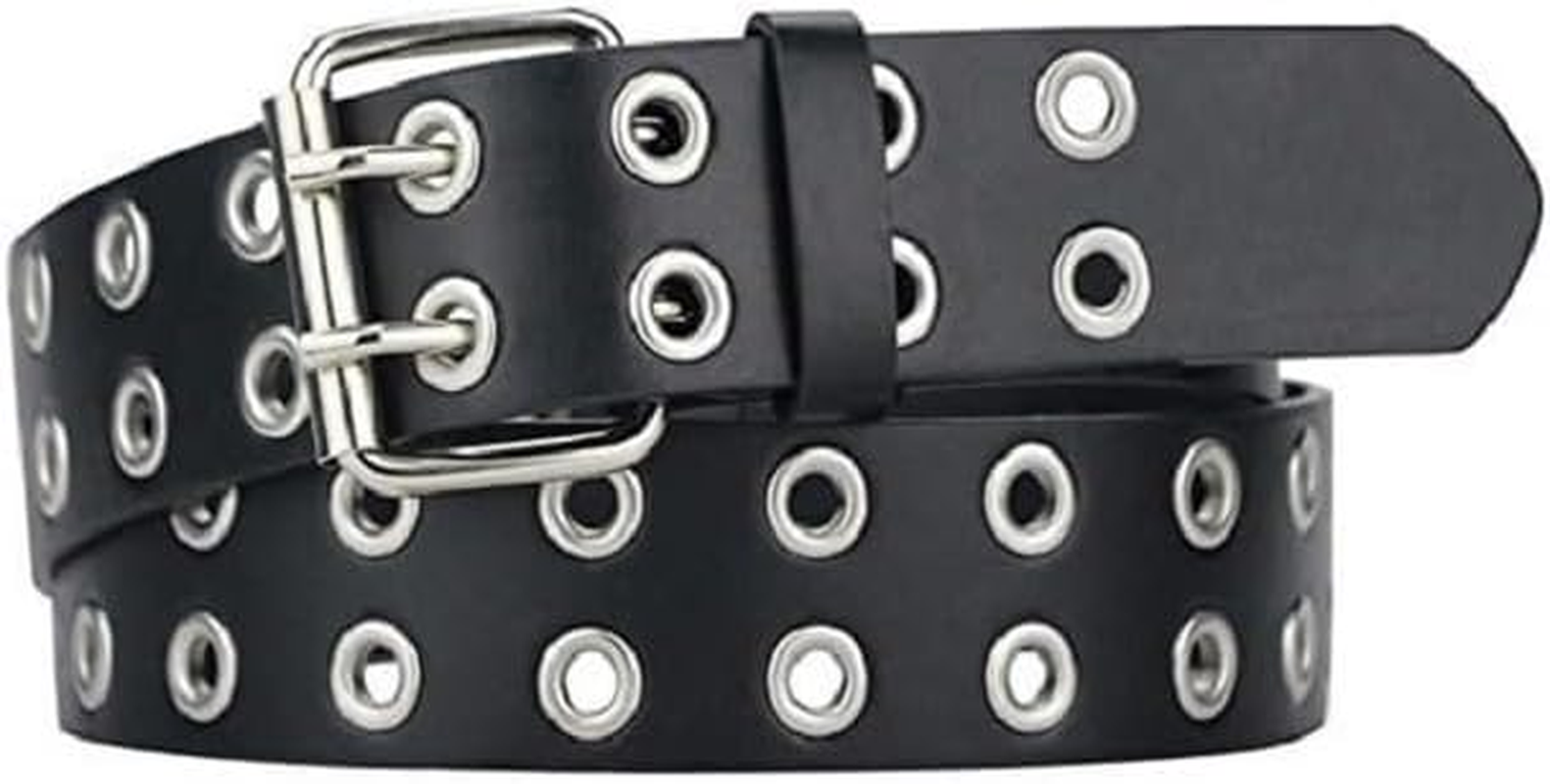 Women'S Grommet Leather Belts Punk Rock Waist Belt image number 1