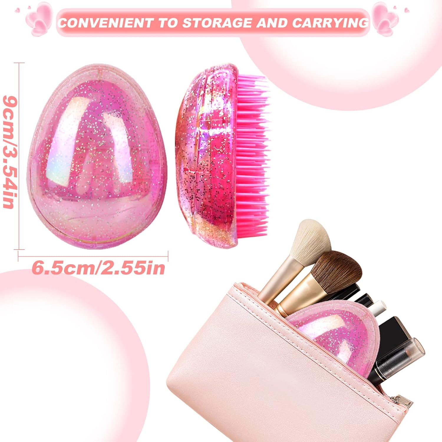 Pack of 4 Hair Brush without Pulling Brush without Handle Detangler Brush Professional Detangling Brush Antistatic Detangling Brush for Girls Women Children Head Massage Brush Suitable for All Hair Types image number 1