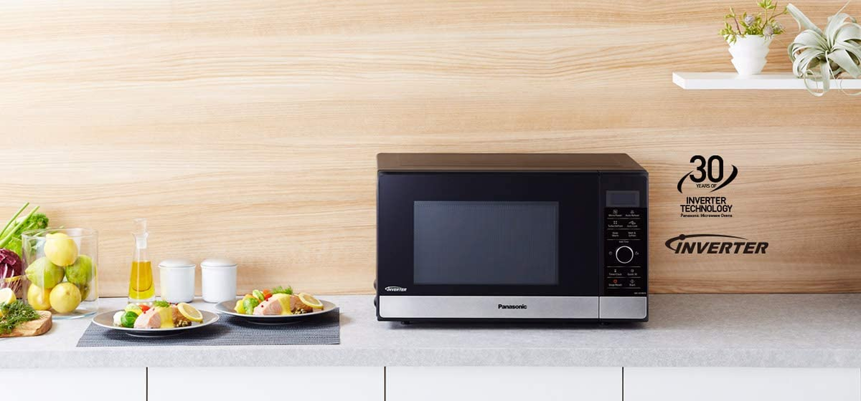 Panasonic 23L 1000W Inverter Microwave Oven, Stainless Steel (NN-SD38HSQPQ) image number 1