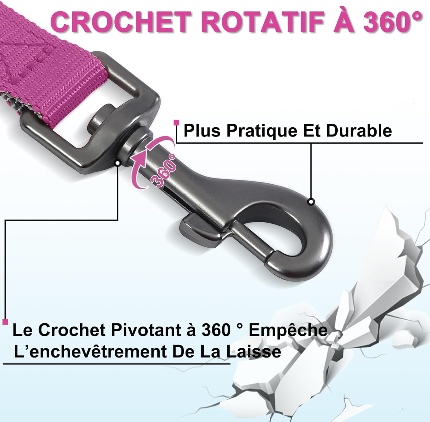 COMSLE Recall Lead for Dogs, 1.5 M / 3 M / 5 M Robust Long Dog Lead Reflective Training Lead with Padded Handle and Hand Strap, Training Lead for Small to Large Dogs image number 6