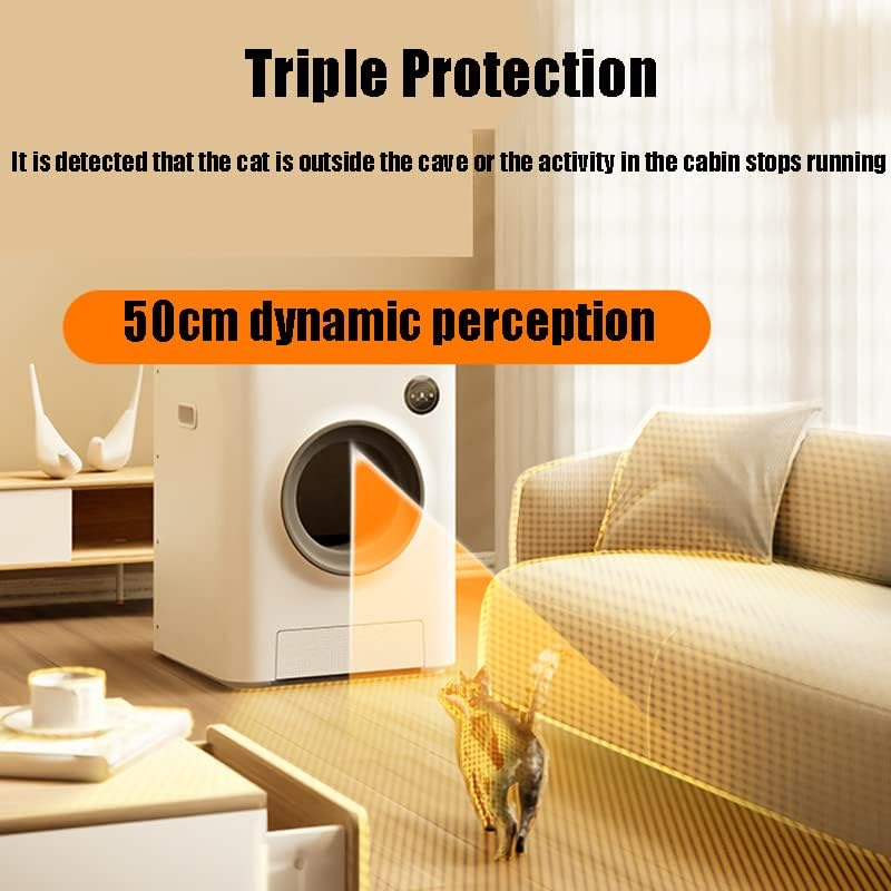 Self-Cleaning Cat Litter Box, Self Cleaning Automatic Air Purifier, No More Scooping the Smart Cat Litter Box for Multiple Cats, APP Binding Intelligent Monitoringlarge Splash-Proof Cat Supplies image number 5