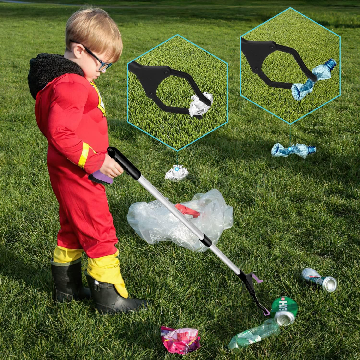 2-Pack Reacher Grabber Pickup Tool, 32" Long Grabber Reacher Tool, Trash Picker Grabber for Elderly Grab It Reaching Tool, Garbage Picker Upper Grabber, Litter Pick up Grab Tool, Claw Grabber Stick (Purple) image number 4