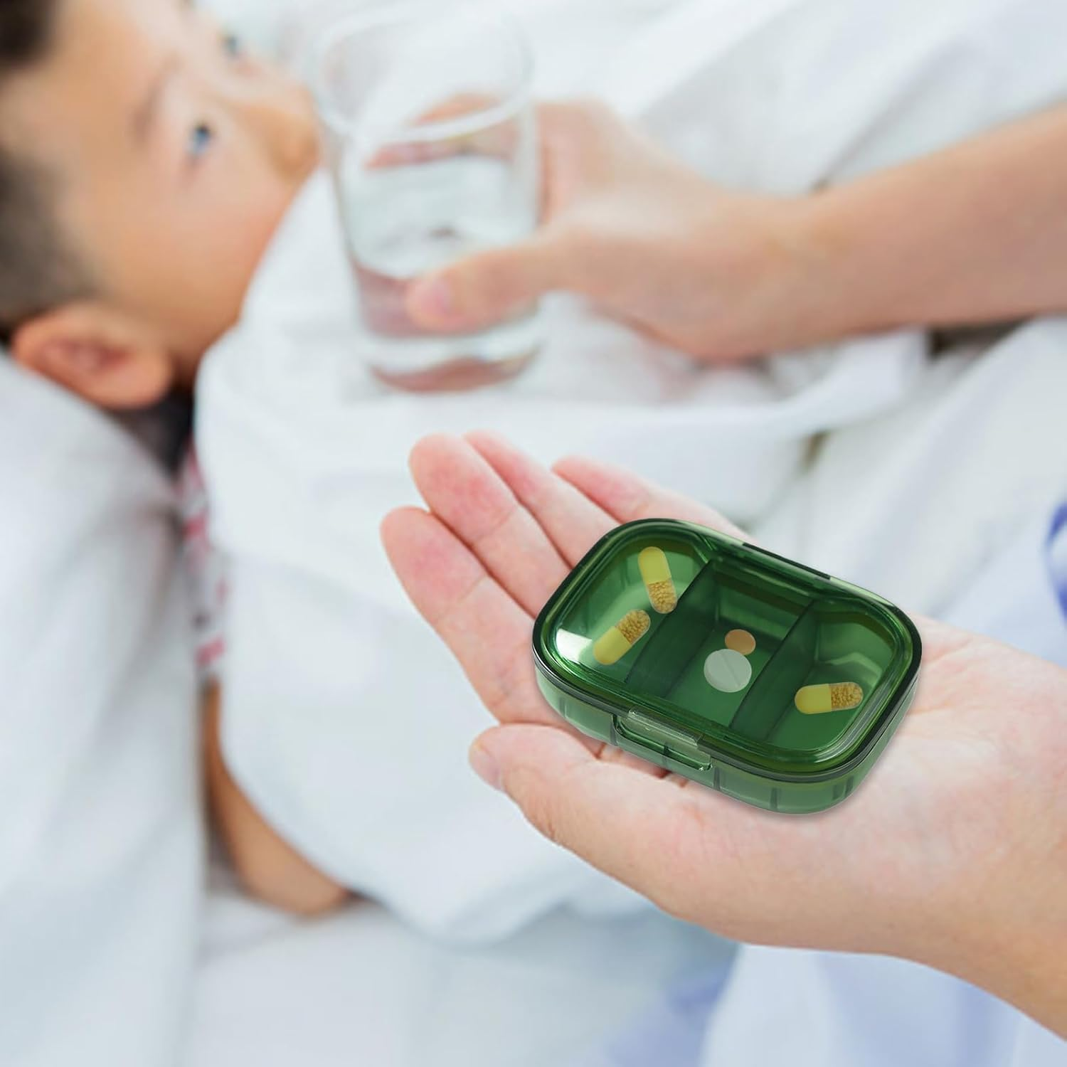 Clear Travel Pill Box - 7X5X2.6Cm Daily Pills Organizer, Portable Pill Box Aesthetic, Separate 3 Compartment Travel Pills Container | Medication Case for Pocket Purse, Daily Supplements image number 1