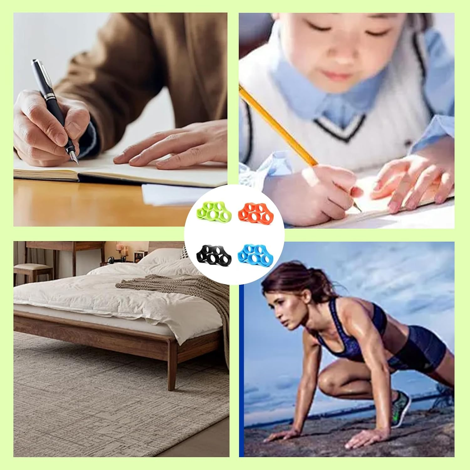 Hand Grip Strengthener 3 Pcs Finger Stretcher Resistance Bands and Hand Grip Ring Exerciser Expander Finger Trainer for Forearm and Finger Strength Training Hand Therapy and Stress Relief image number 1