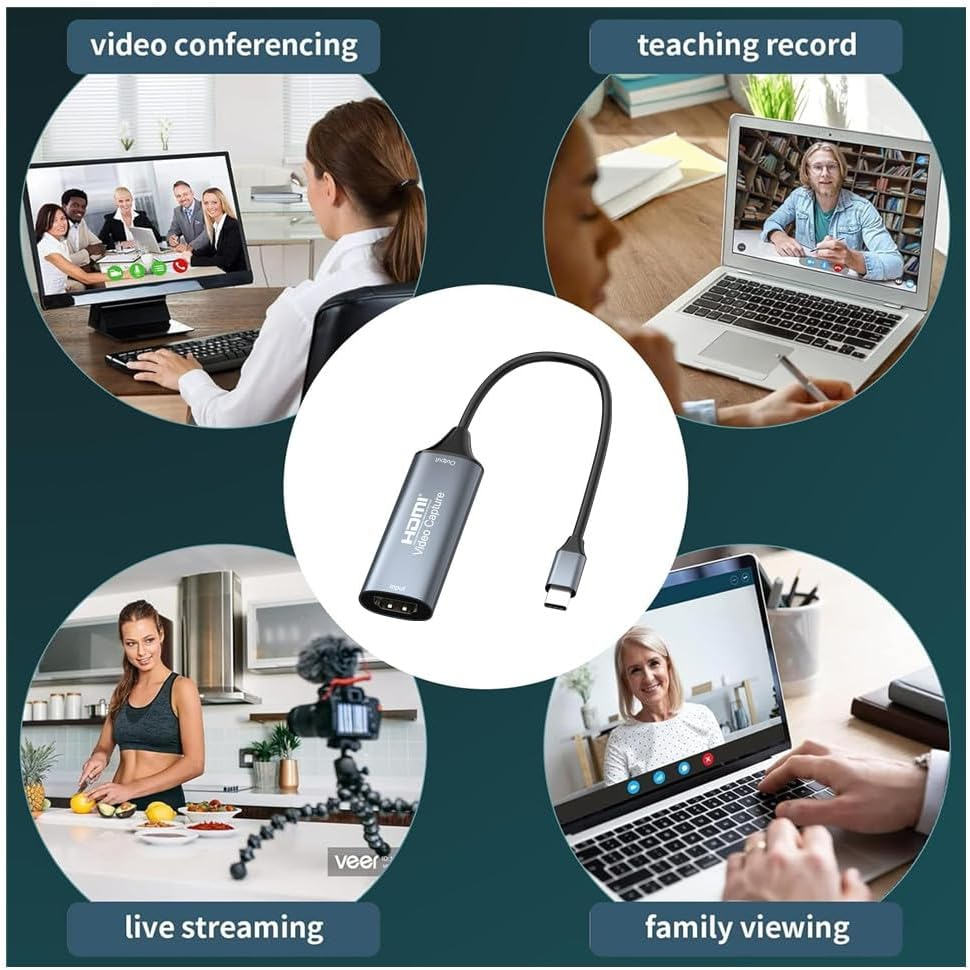 T Tersely 4K HDMI to USB C 2.0 Capture Card, 1080P HD 60Fps Live and Record Video Audio Grabber for Gaming, Streaming, Teaching, Video Conference, Windows, Mac OS System image number 3