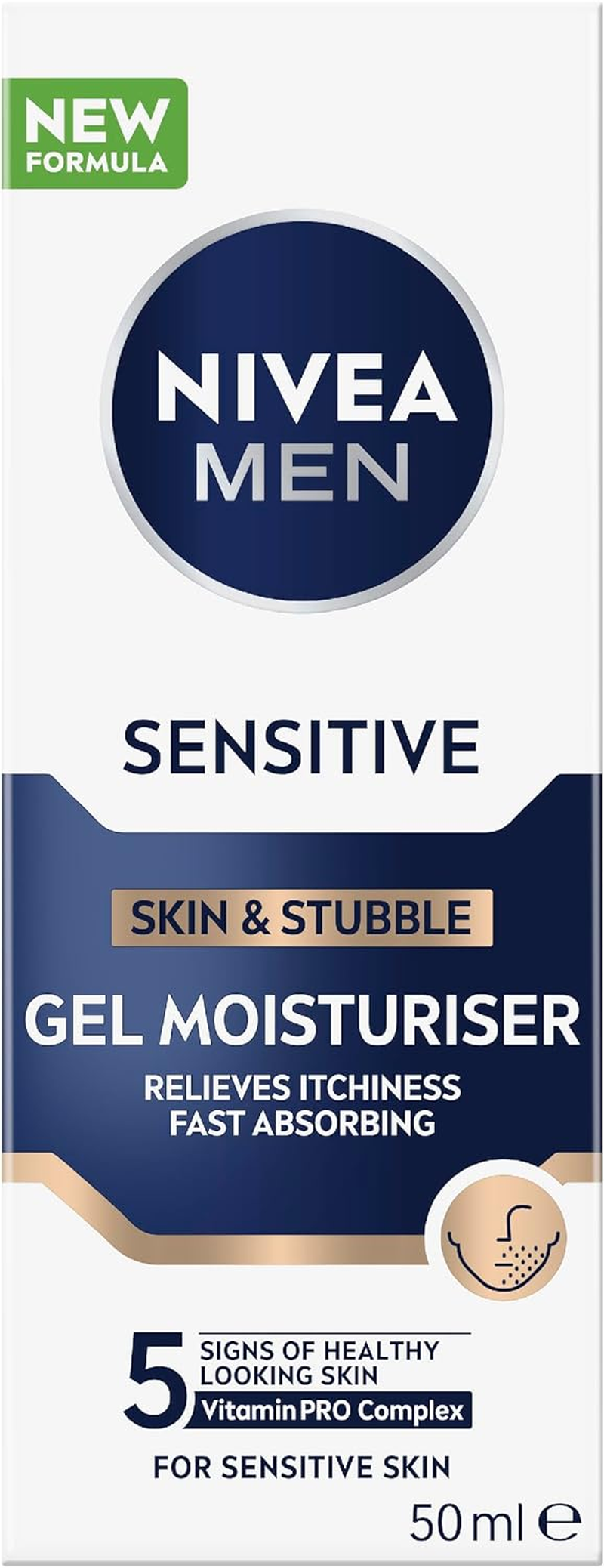 NIVEA MEN Sensitive Skin and Stubble Gel Moisturiser 50Ml | 24-Hour Hydration | Fast Absorbing Formula | Relieves Itchiness | Men'S Moisturiser for Sensitive Skin image number 3