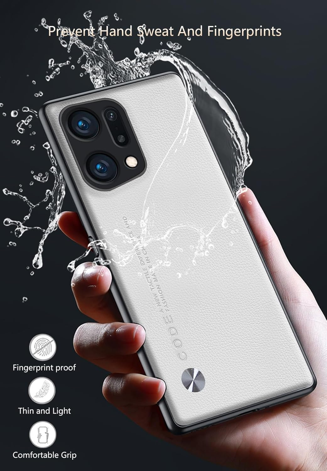 Puxssul for Oppo Find X5 Case, Soft TPU Faux Leather Case, Extremely Lightweight Ultralight Camera Protection Leather Case for Oppo Find X5 (White) - Orange image number 6