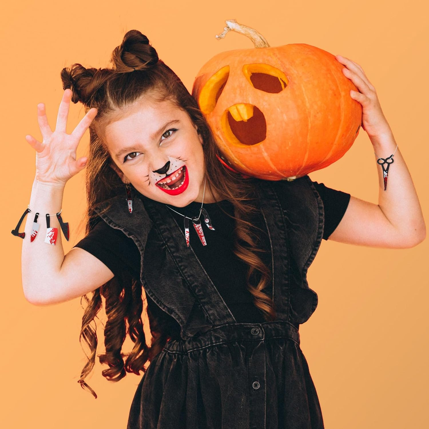 TXIN 40 Pcs Fake Knife Charms for Jewelry Making, Halloween Horror Charms Pendants Mini Acrylic Scissors Axe Knives Pendants for Women DIY Bracelet Necklace Earrings Halloween Jewelry Gifts, 10 Styles