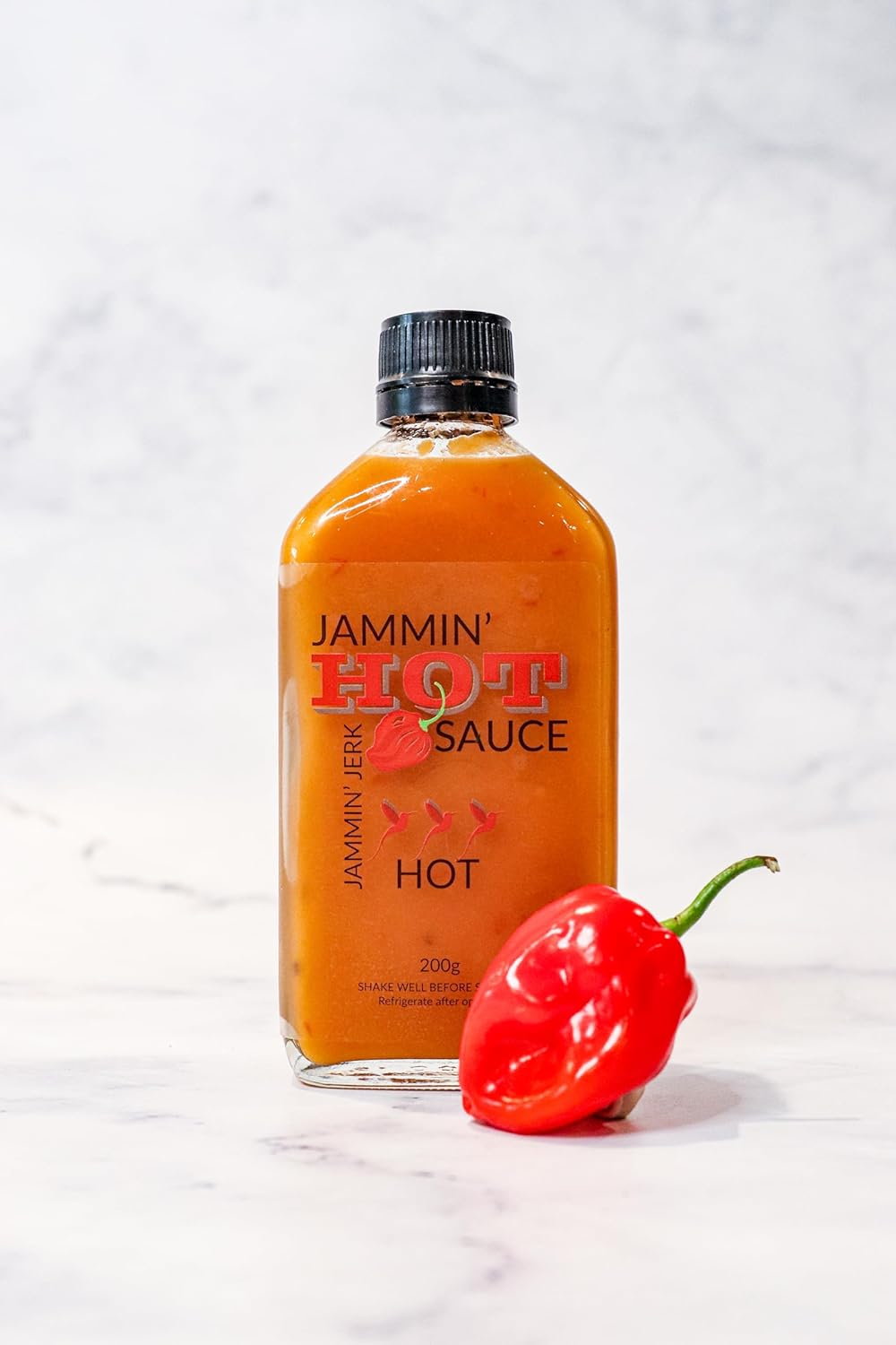 Jammin' Jerk Hot Sauce (100G) - Delicious Award-Winning Gourmet Caribbean Style Hot Sauce, Made in Small Batches, Non-Gmo, All Natural, No Preservatives, Gluten Free with Luscious Pineapple and Extra Lashings of Habaneros in Every Bottle Bringing You the Warmth of the Caribbean in Every Bite image number 5