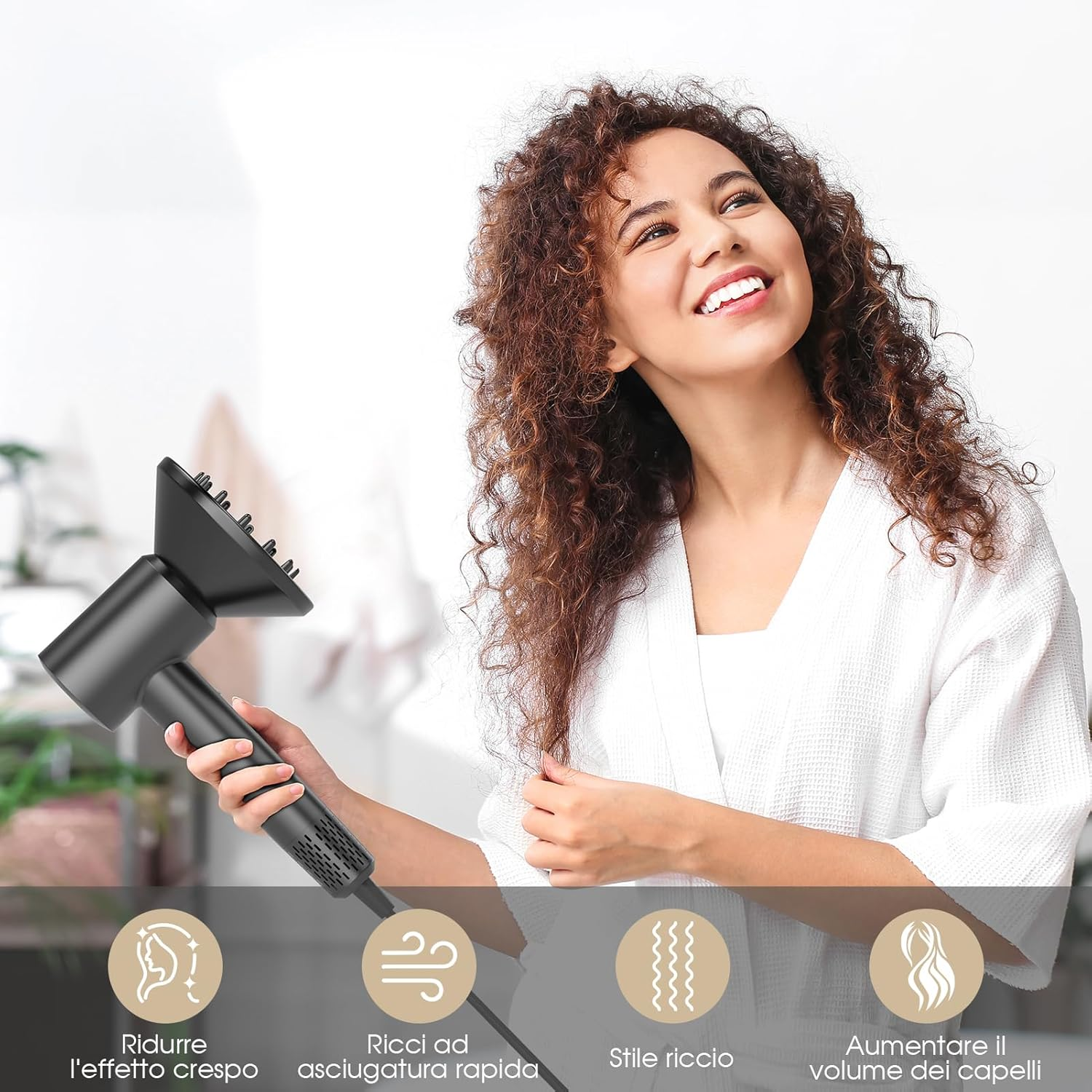 Hair Diffuser LKV Hair Dryer Diffuser Opzetstuk for Krullend En Natuurlijk Golvend Hair Volume Dispenser for Curls & Waves, Lightweight Design for Travel and Home image number 3