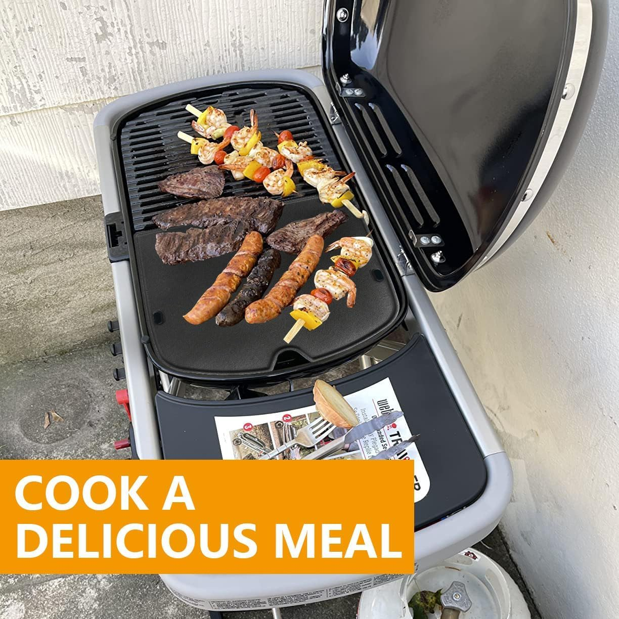 BBQ-PLUS Cast Iron Cooking Griddle Replacement Parts for Weber Traveler Portable Gas Grill,Bbq Accessories for Weber 9010001ZTKB image number 3