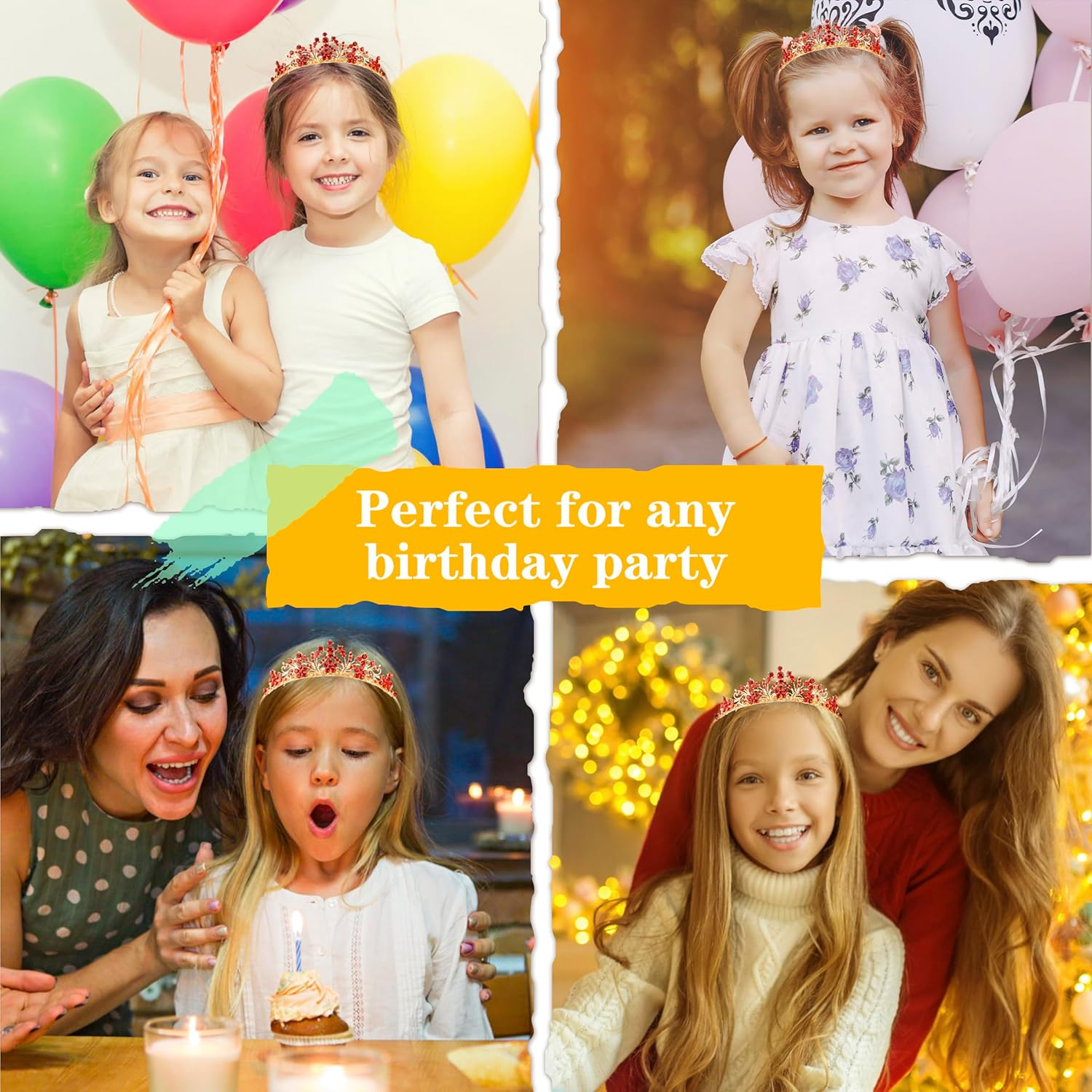 Vovii Tiaras for Girls Princess Crown Headband Birthday Queen Colorful Rhinestone Shiny Multicolor Tiara for Women Princess Decoration - Green image number 5