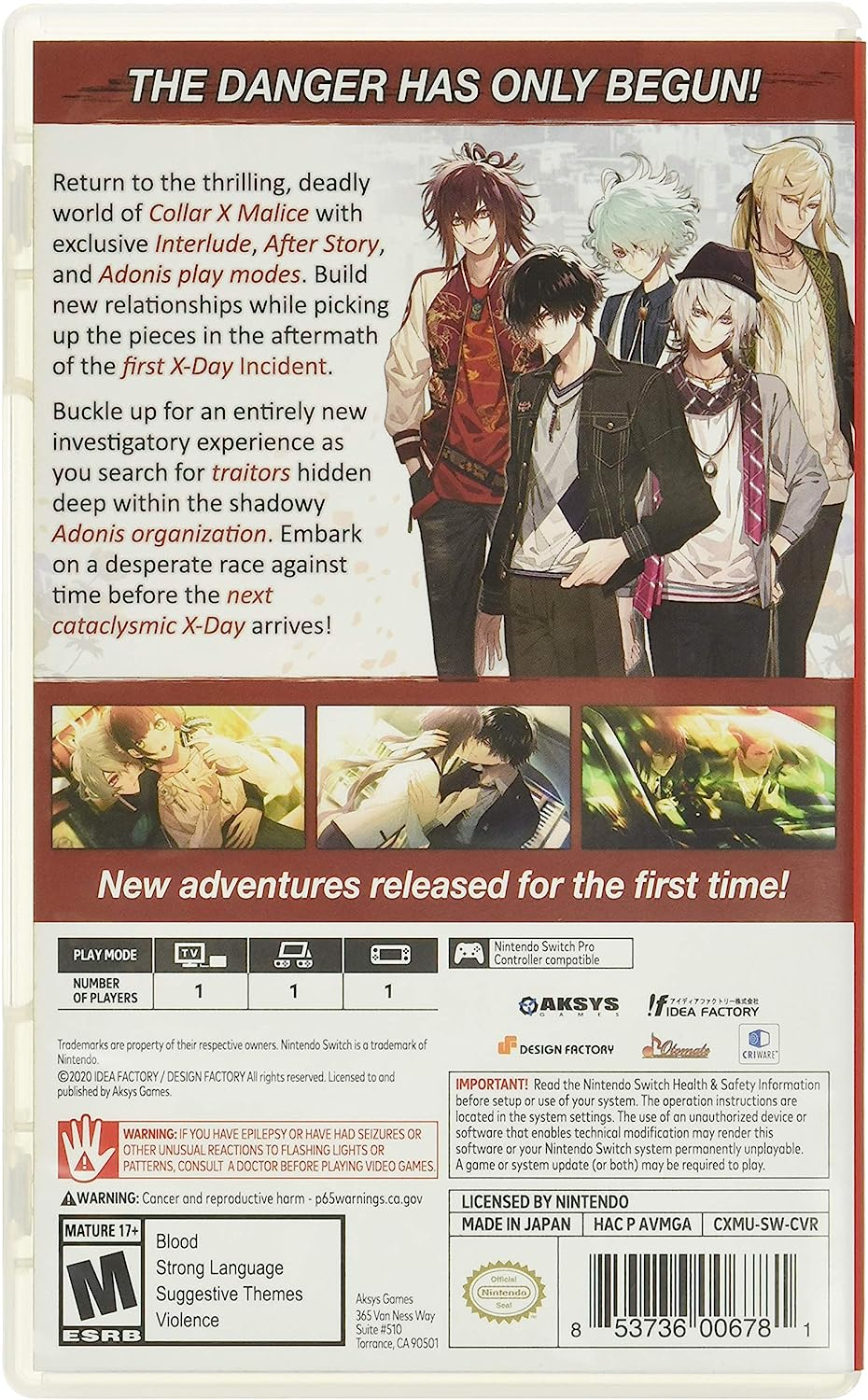 Aksys Games Collar X Malice Unlimited Nintendo Switch Game