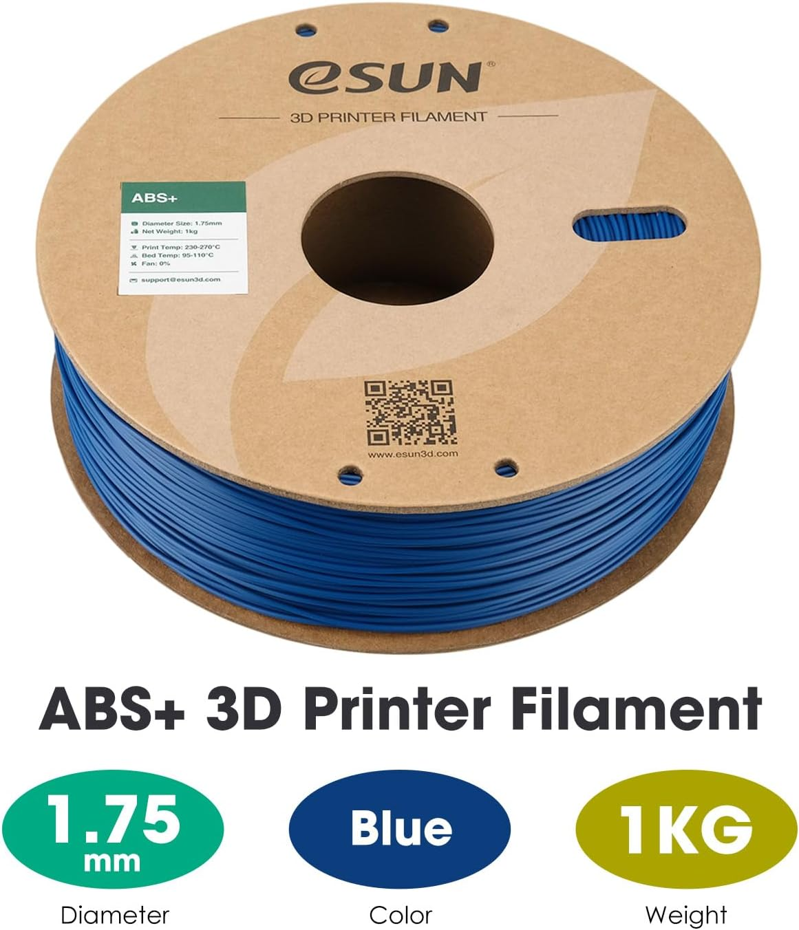 Esun ABS+ Filament 1.75Mm, Low Warping 3D Printer Filament ABS Plus, Dimensional Accuracy +/- 0.05Mm, 1KG Spool (2.2 LBS) 3D Printing Filament for 3D Printers,Blue image number 2