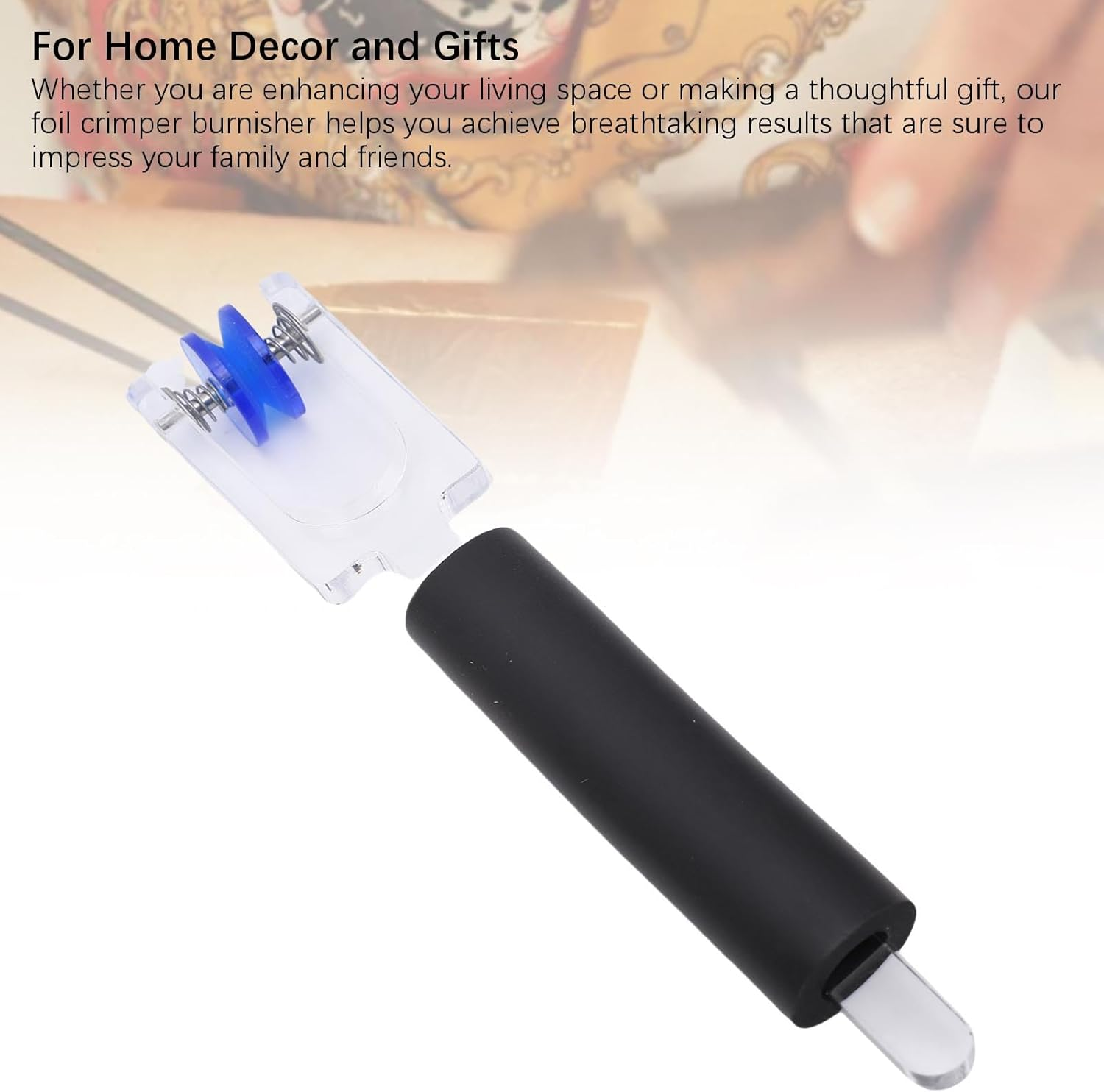 Foil Crimper Burnisher Hand Tool,Achieve Smooth Edges,Aluminum Foil Crimper Cleaning and Polishing Tool Pressure Adjustable for Home Glass Decor image number 5